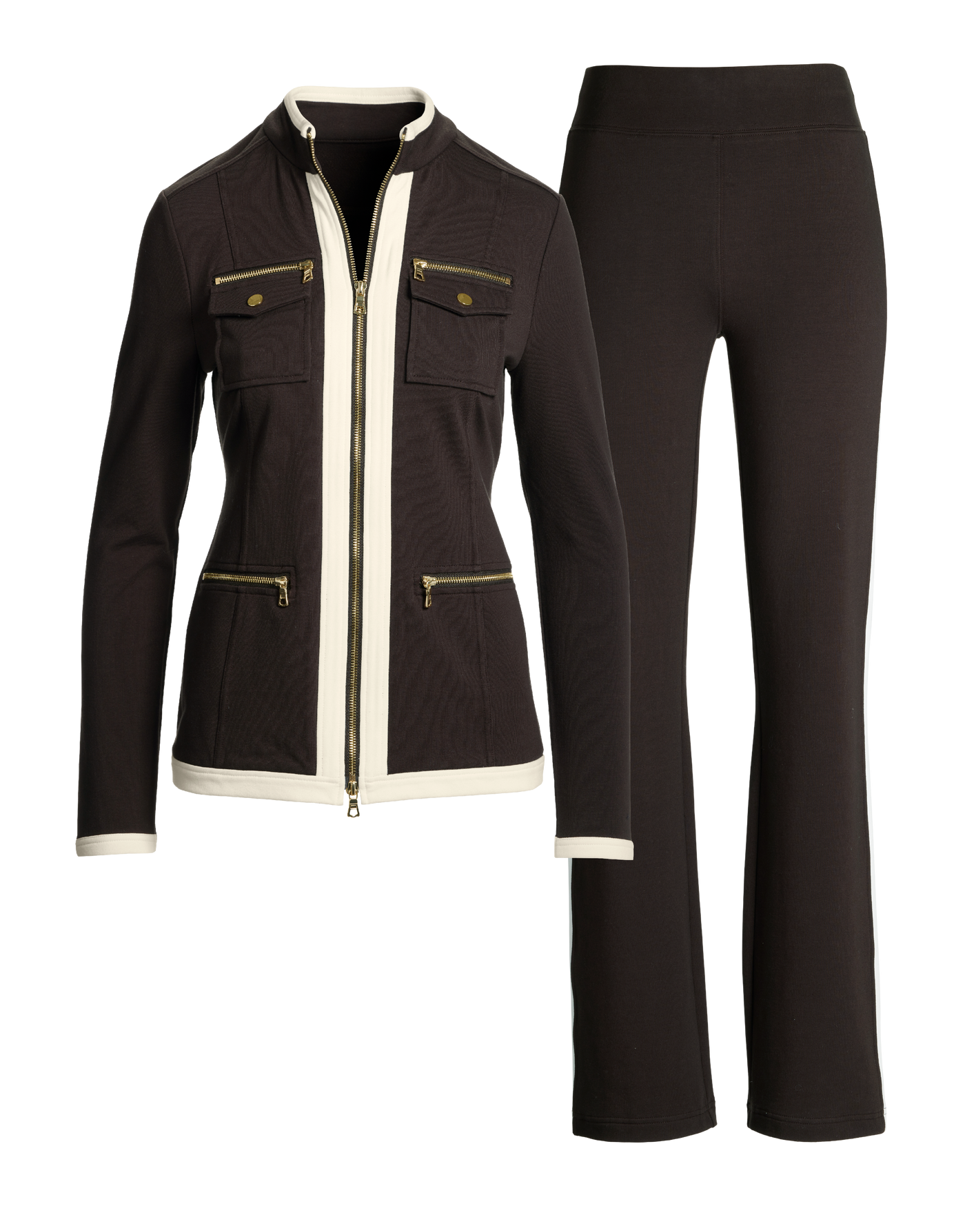Chic Zippered Sport Coordinate Set Olive Night