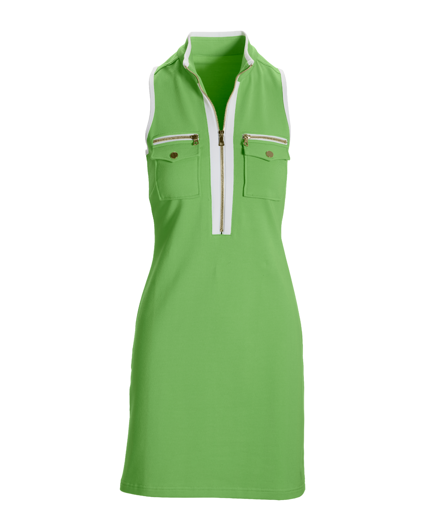 Sleeveless Chic Zip Dress Opaline Green | Boston Proper