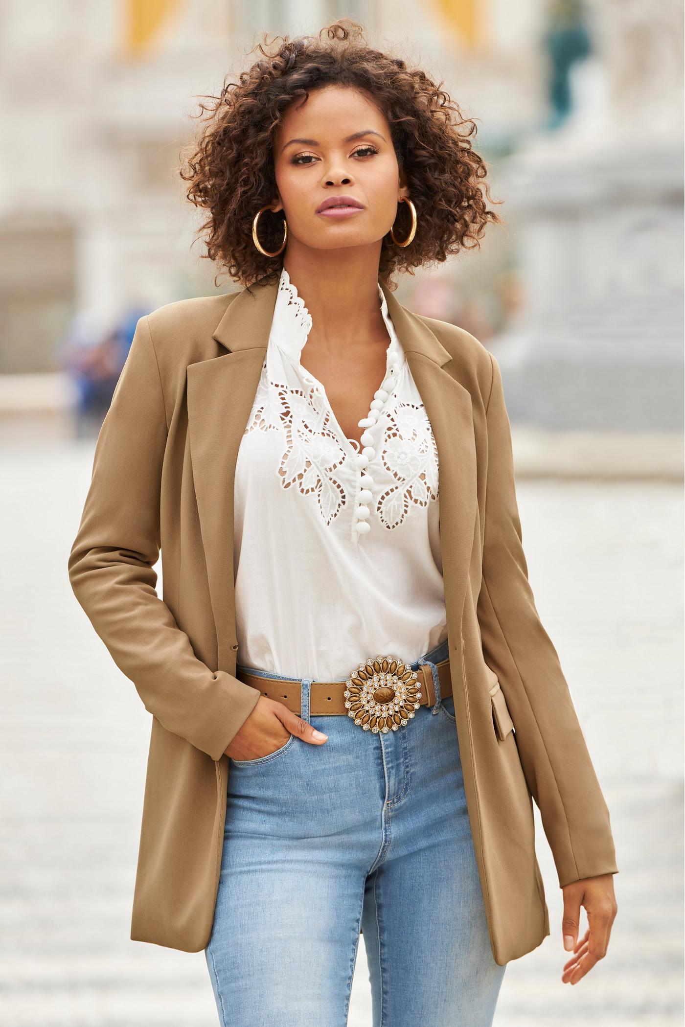 Embellished Tan Belt Natural Embellished Buckle Belt - Tan | Boston Proper main image 2