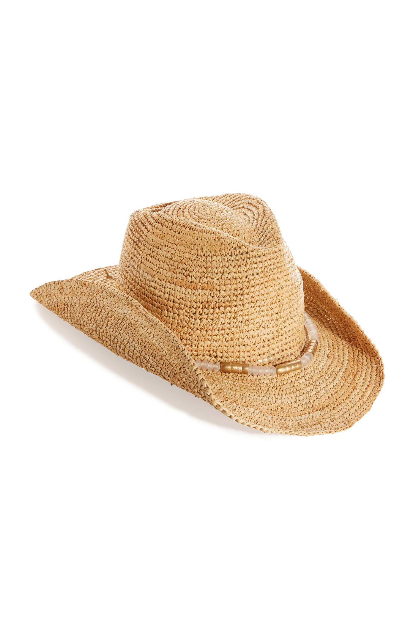 Gold Embellished Cowboy Hat Natural | Boston Proper