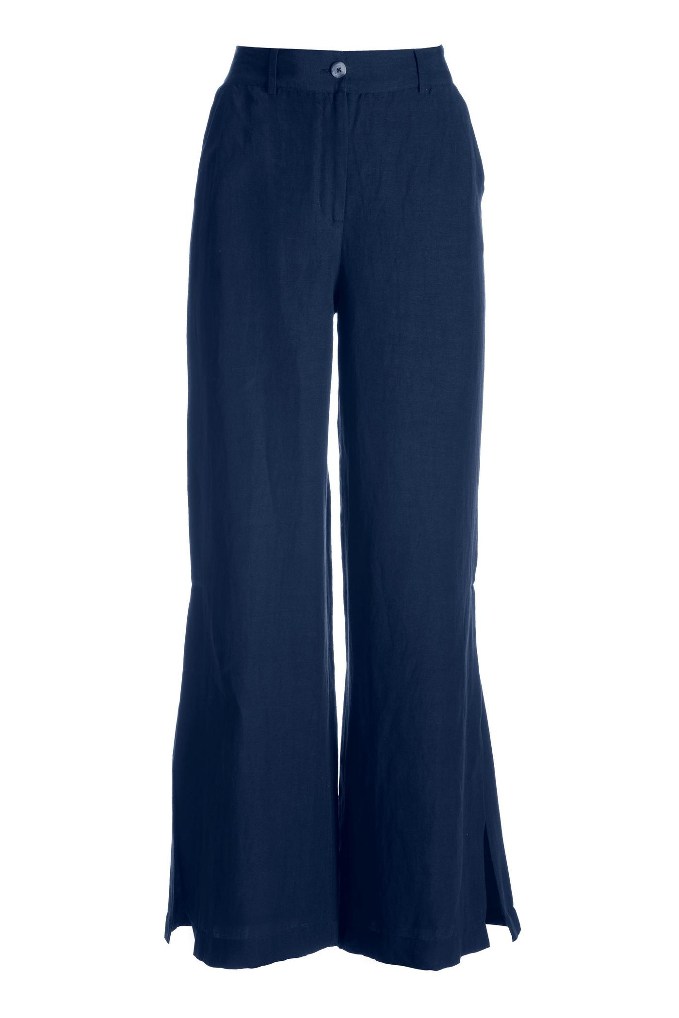 Linen Side Slit Pant - Navy | Boston Proper