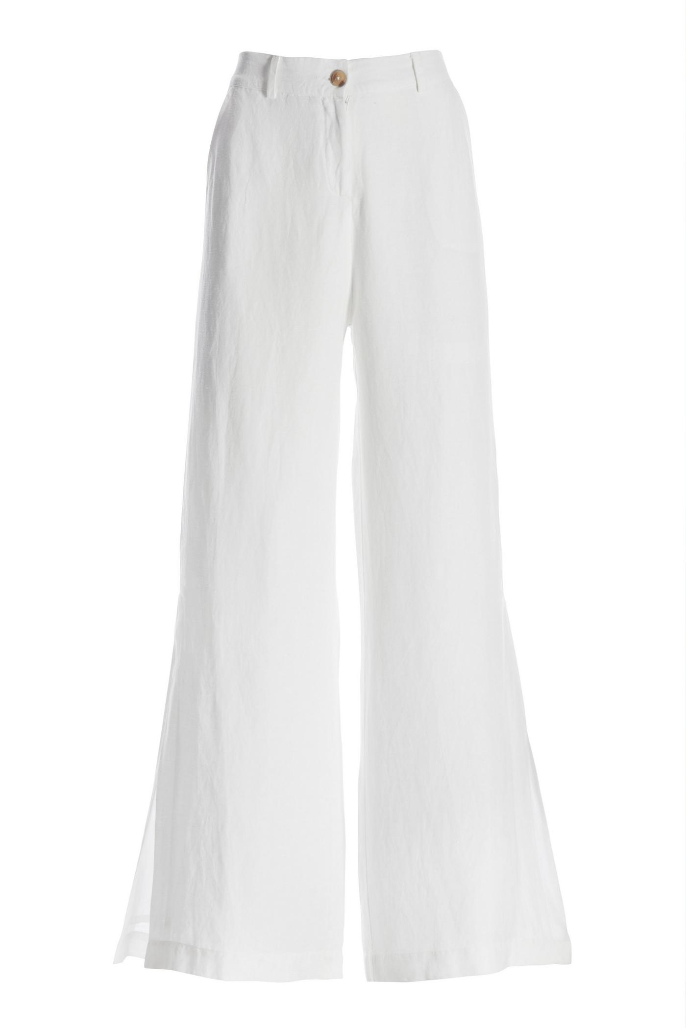 Linen Side Slit Pant - White | Boston Proper Linen Side Slit Pant - White | Boston Proper
