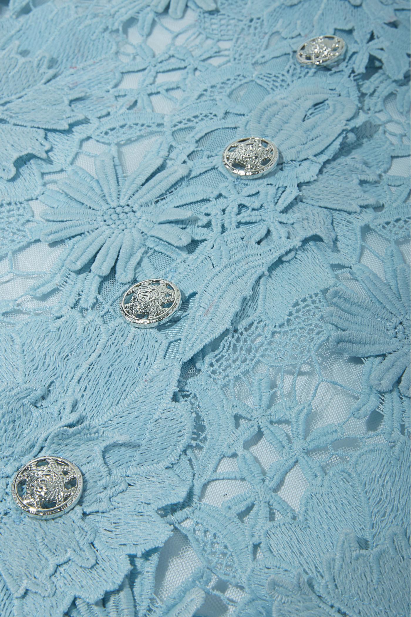 3D Floral Lace Jacket - Airy Blue | Boston Proper