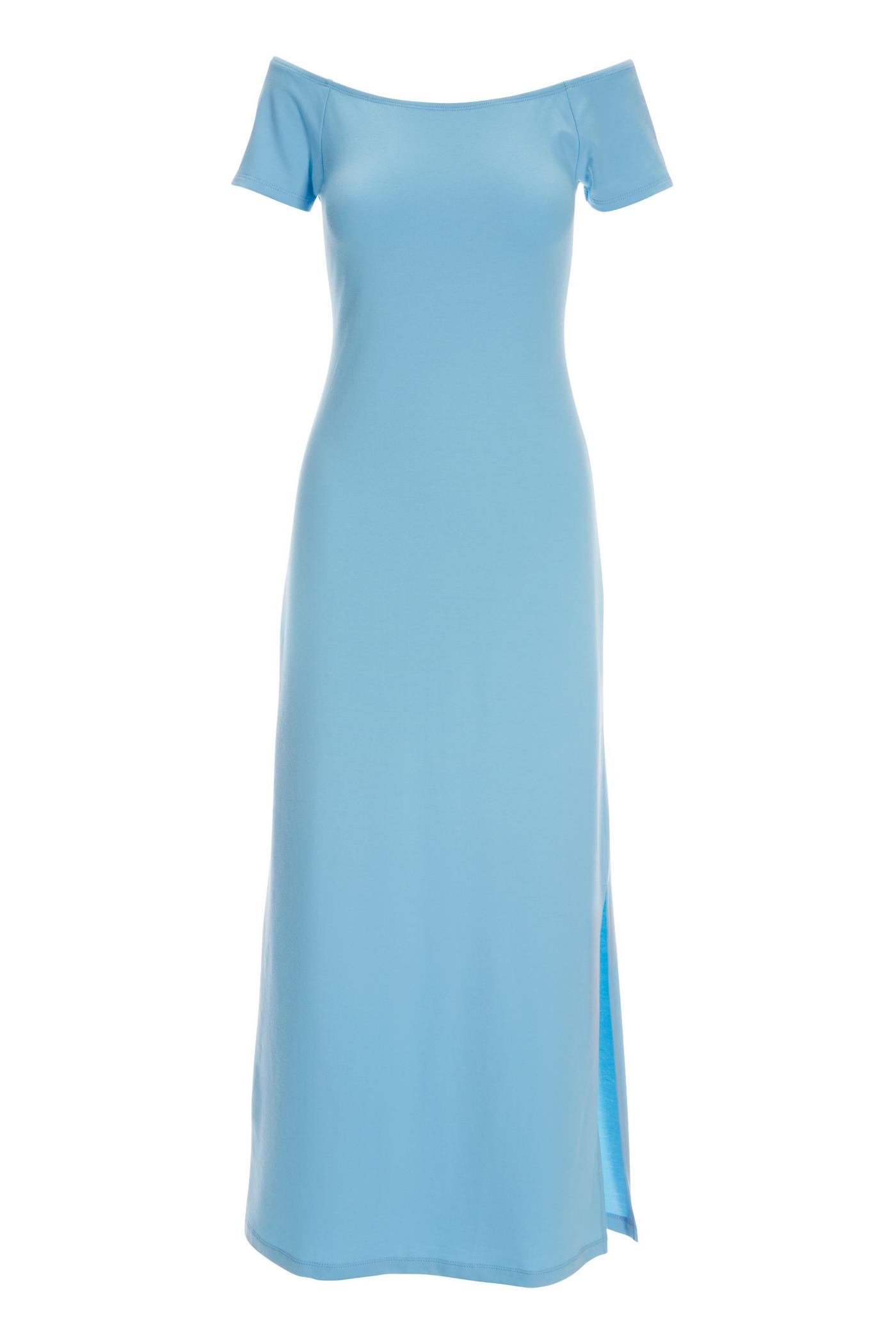 Off the Shoulder Short Sleeve Maxi Dress Airy Blue | Boston Proper