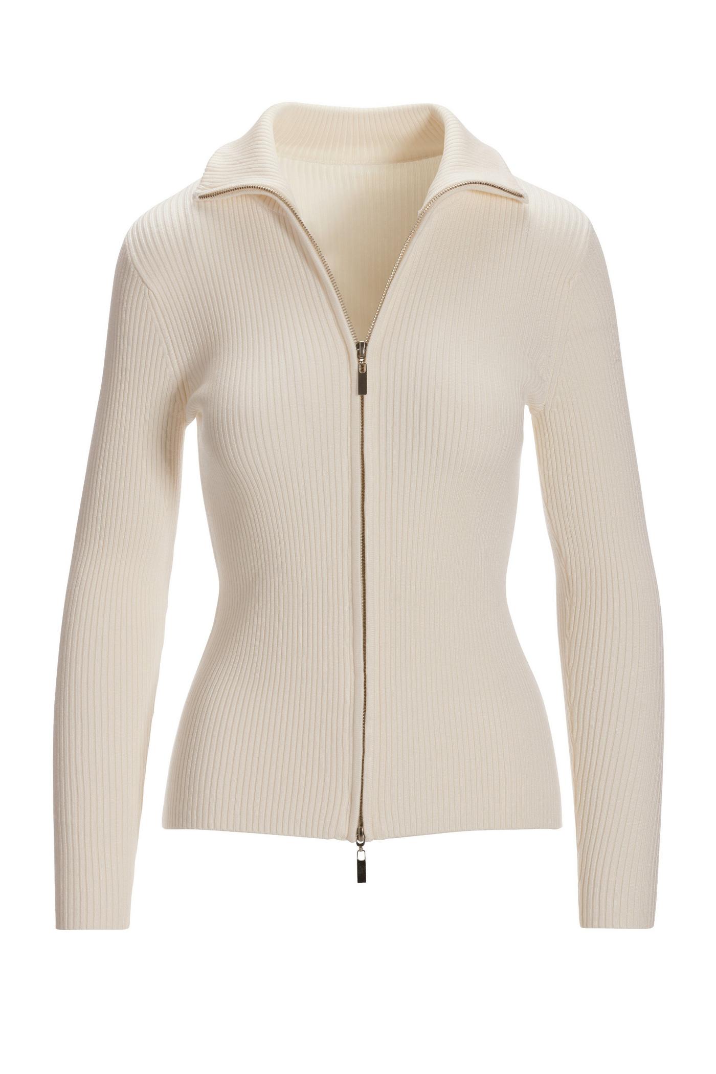Ribbed Full Zip Cardigan - Off White | Boston Proper Ribbed Full Zip Cardigan - Off White | Boston Proper