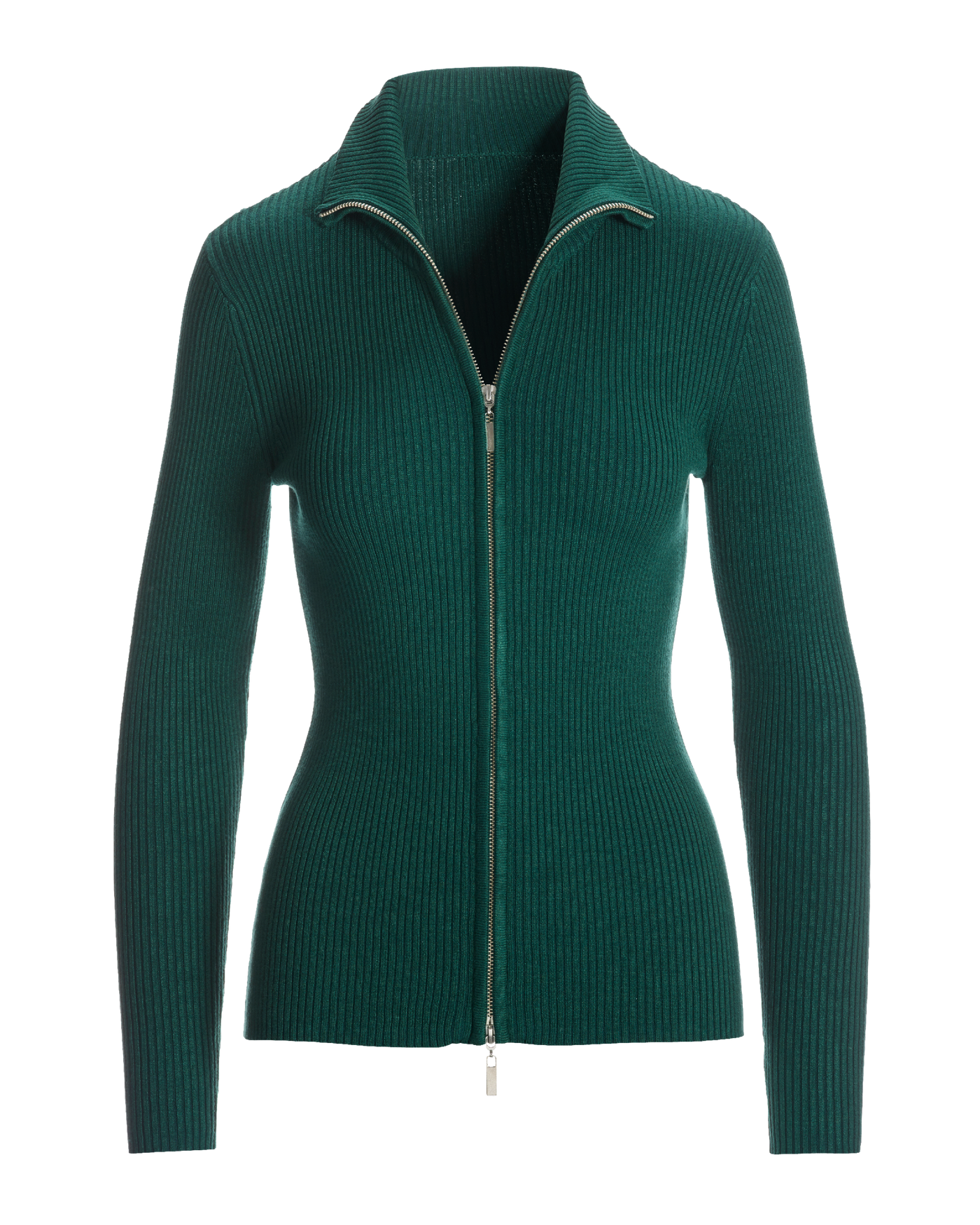 Ribbed Full Zip Cardigan Deep Emerald | Boston Proper