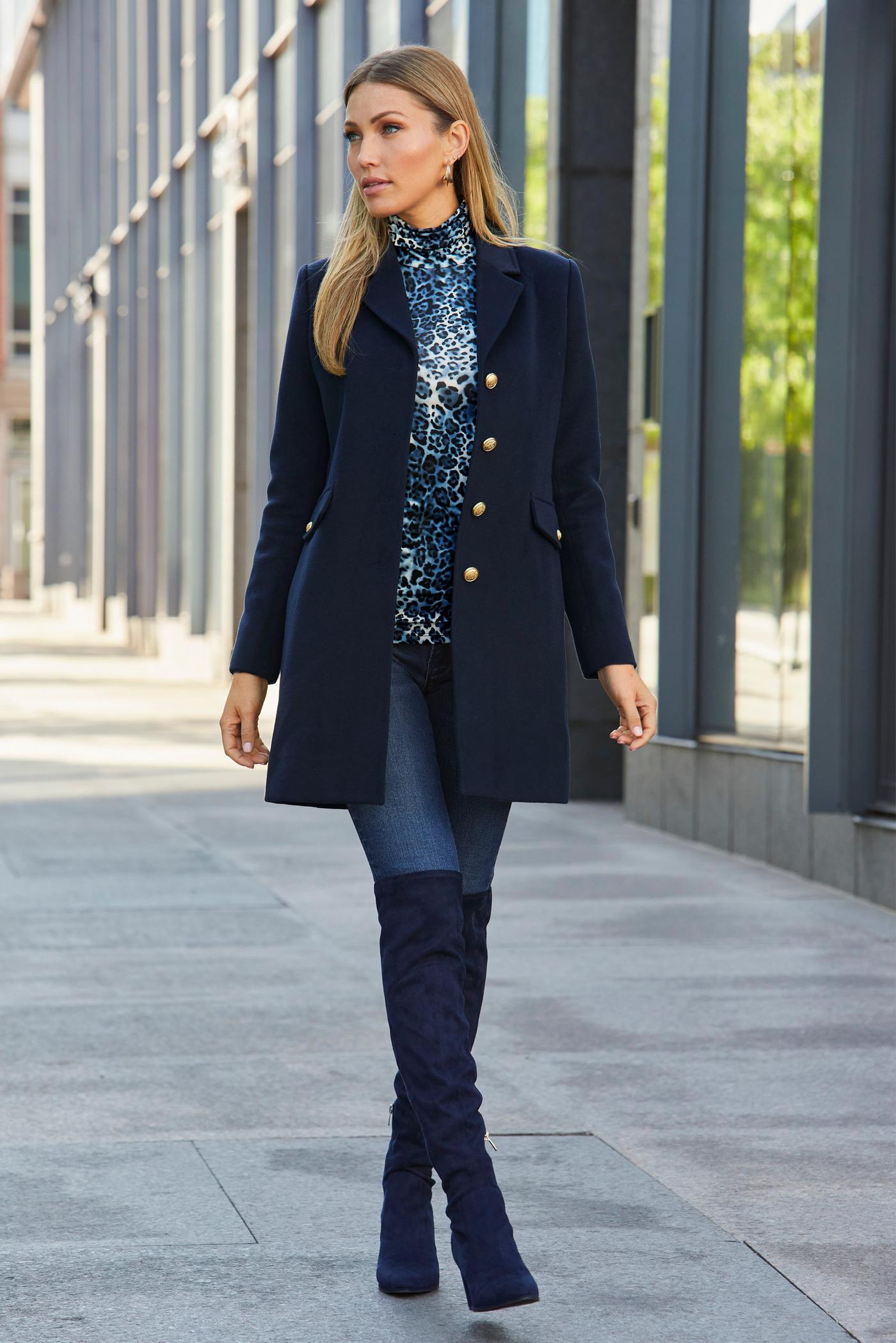 Blue Animal Turtleneck Top - Blue | Boston Proper