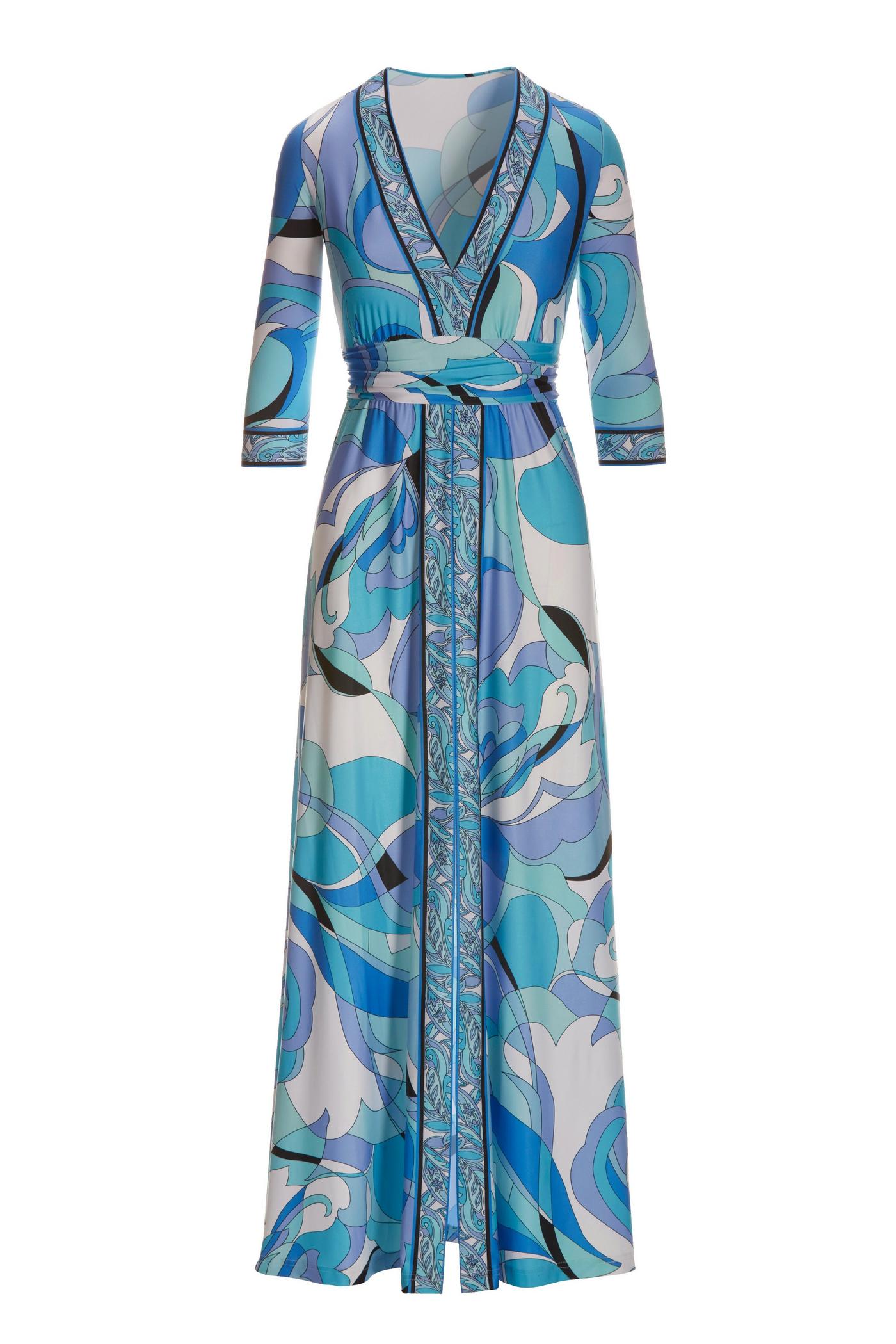 Ocean Abstract Print Center Slit Maxi Dress - Blue Multicolor | Boston  Proper