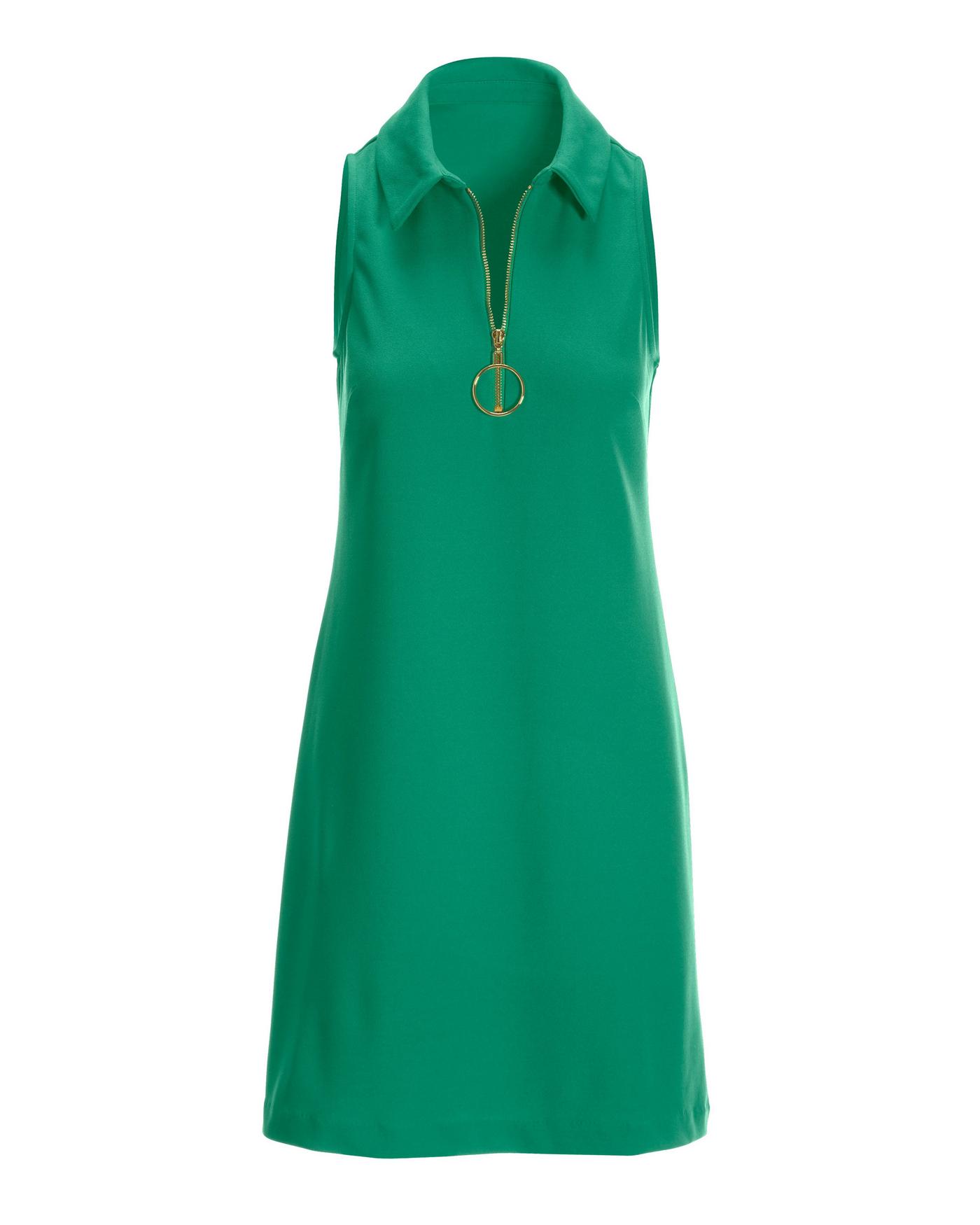 green sleeveless shirt dress Green Striped Sleeveless Short Dress main image 1