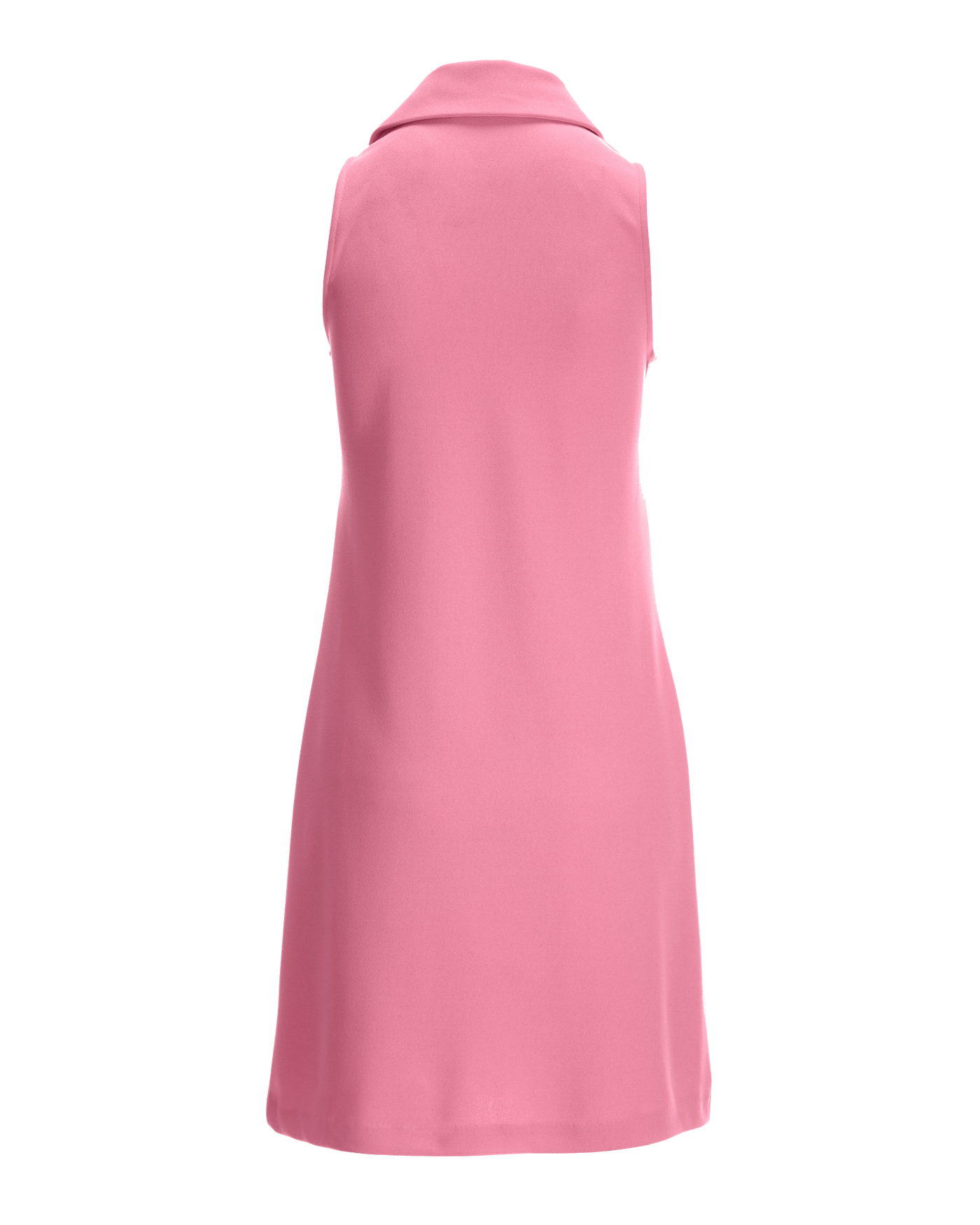 Solid Zippered Front Sleeveless Collared Dress - Sachet Pink