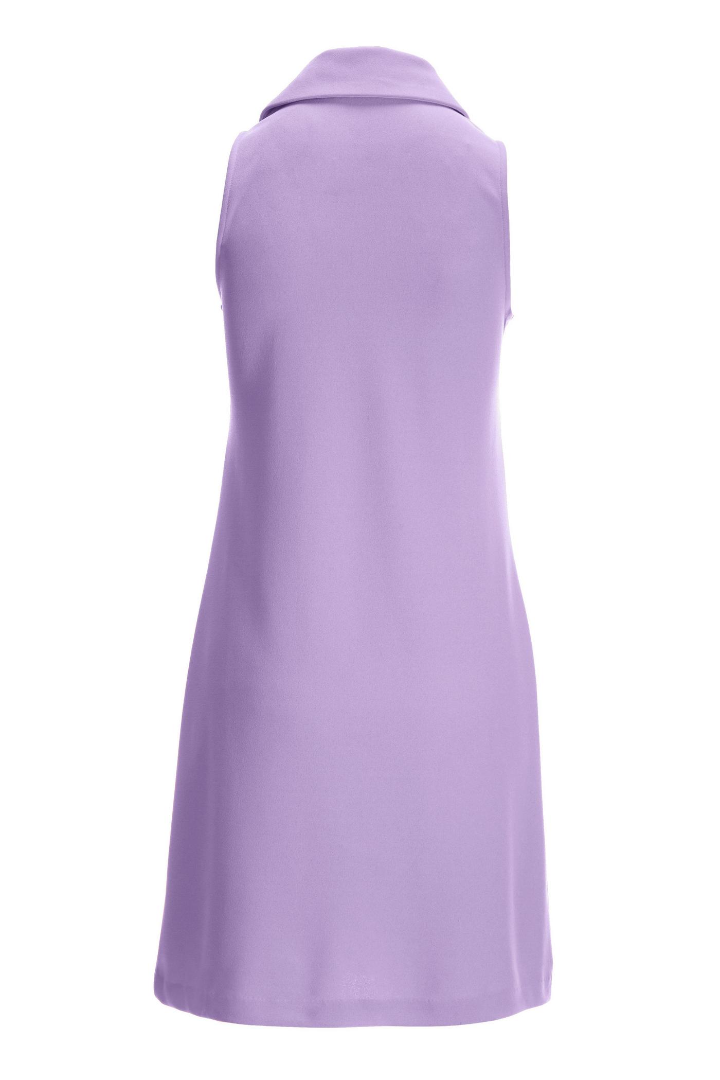 Solid Zippered Front Sleeveless Collared Dress - Lavender | Boston