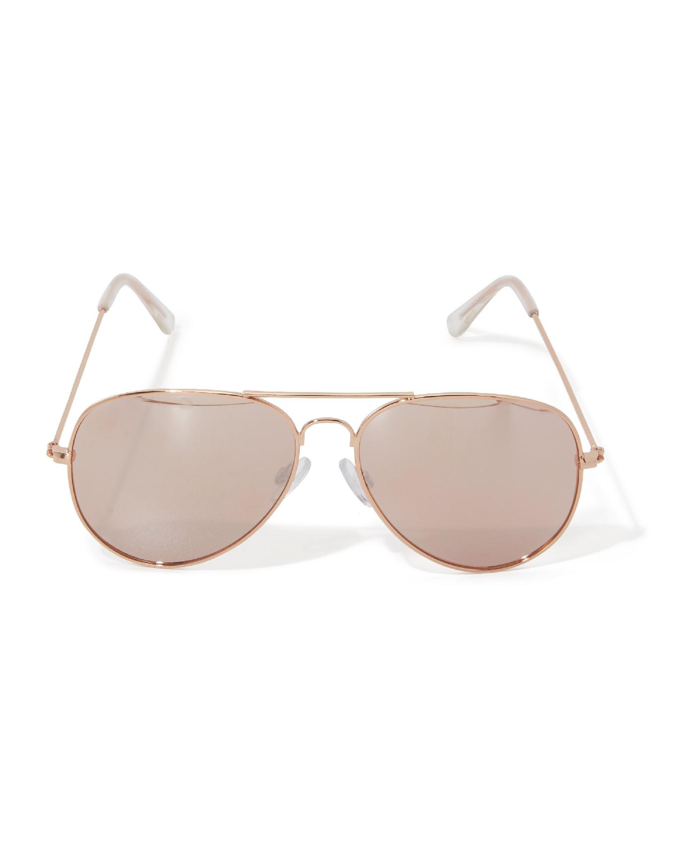 Classic Aviator Sunglasses Rose Gold Boston Proper