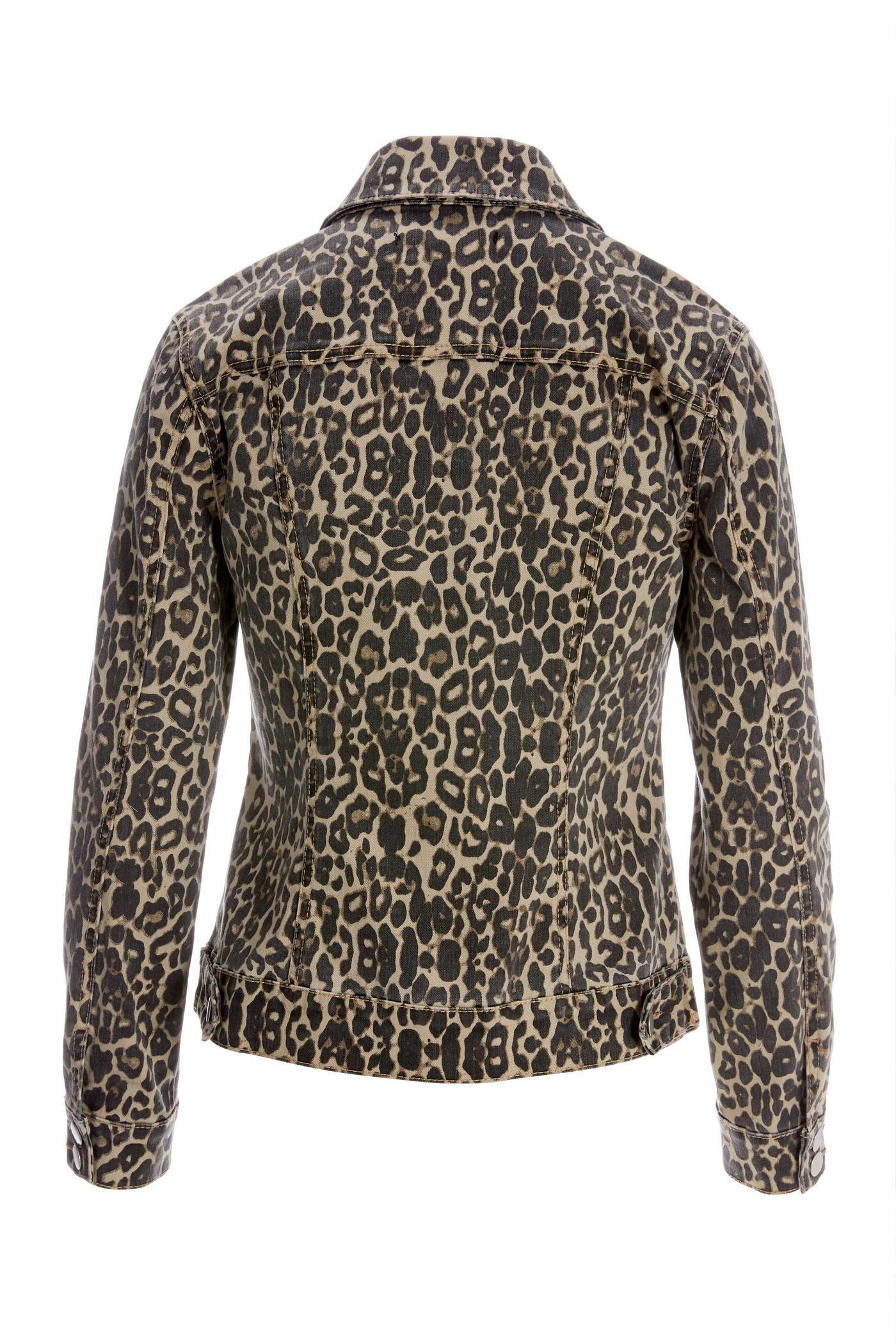 Neutral Leopard Print Denim Jacket - Brown Multicolor | Boston Proper