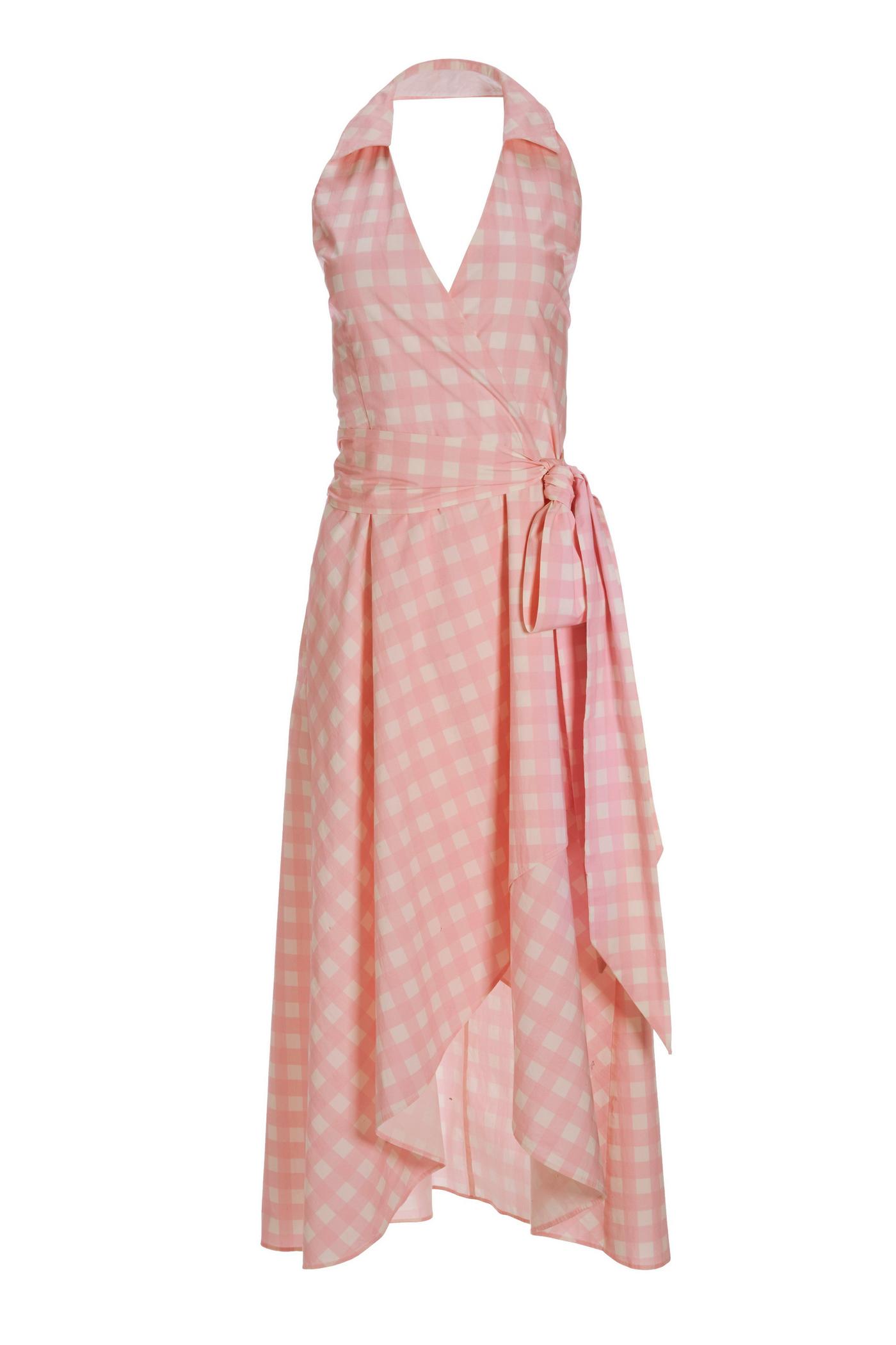 Halter Surplice Gingham Dress - Almond Blossom | Boston Proper