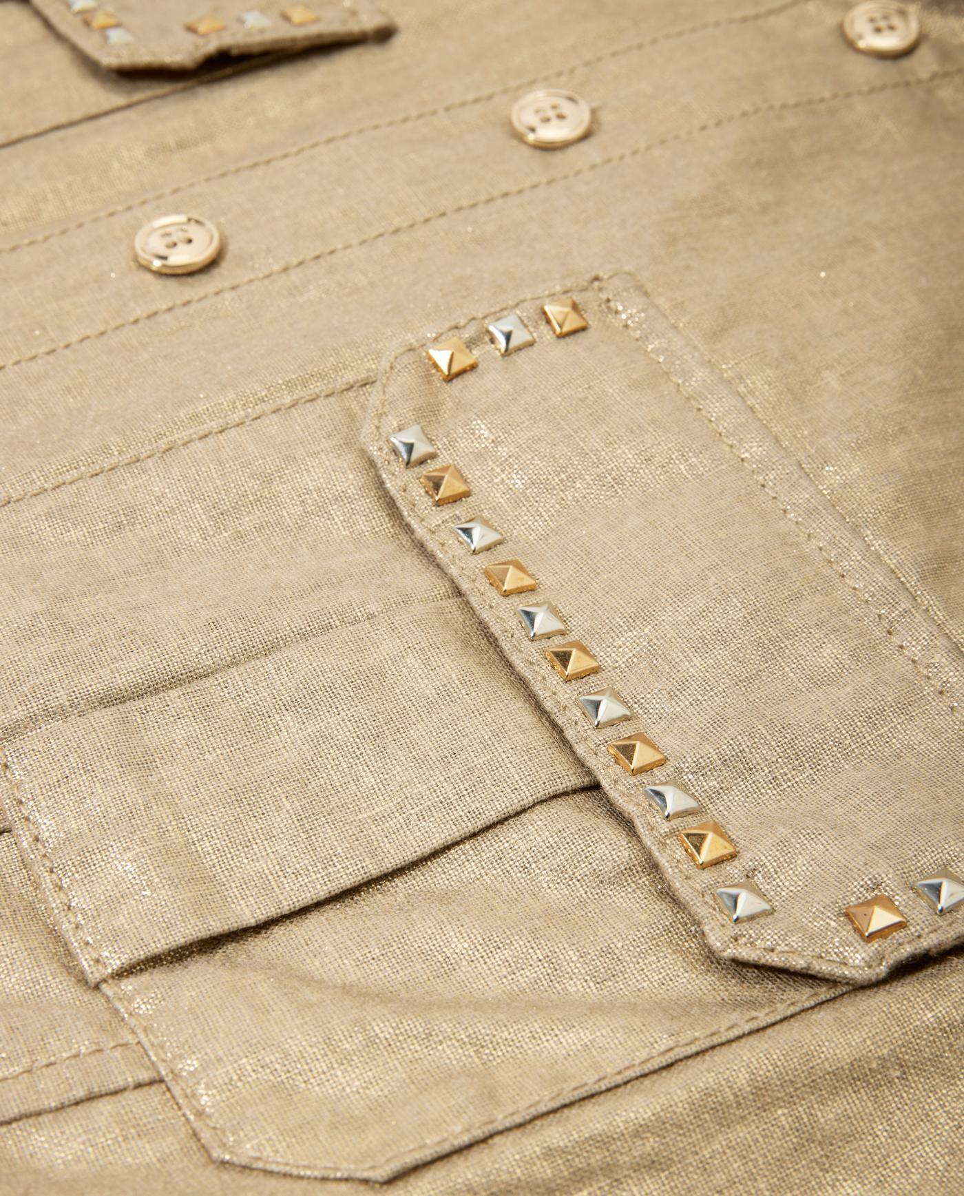 Metallic Brushed Linen Utility Jacket - Gold | Boston Proper