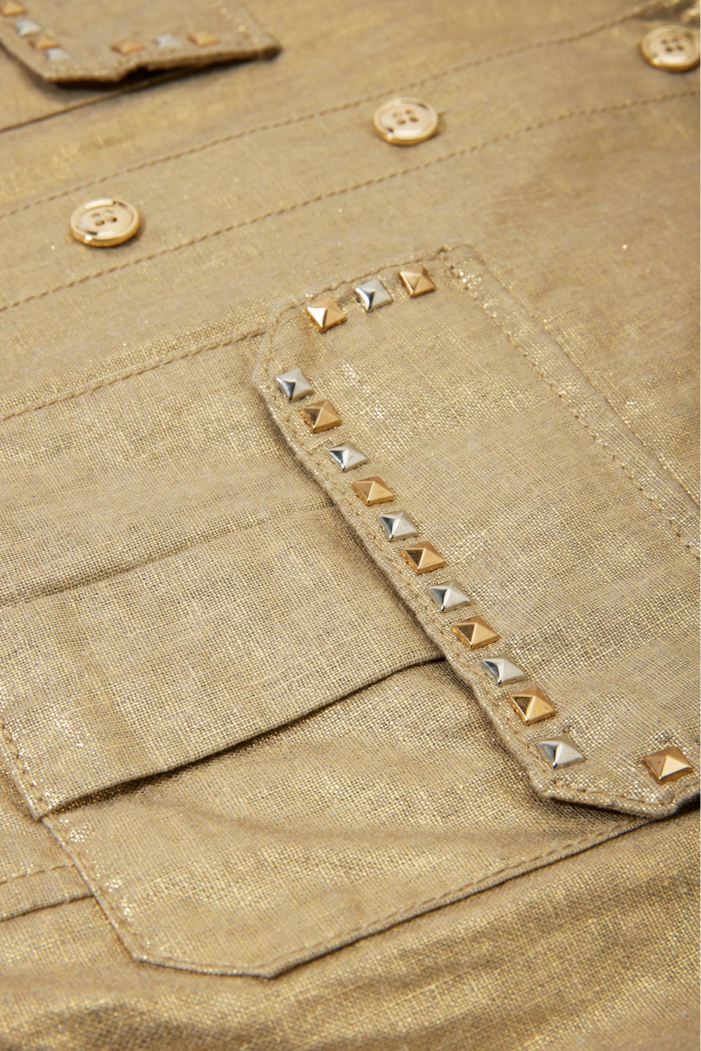 Metallic Brushed Linen Utility Jacket Neutral | Boston Proper
