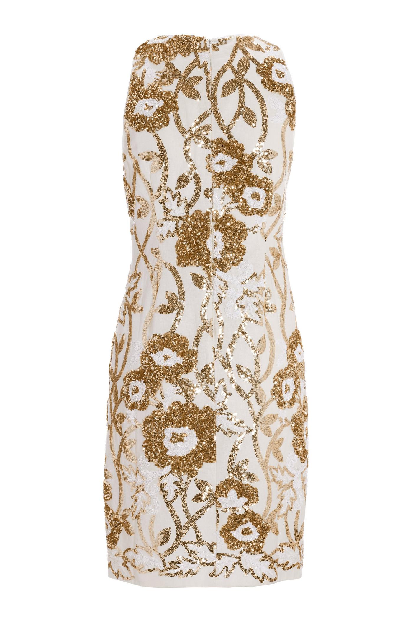 white and gold sequin dress Glamour White Gradient Sequin Square Neck Wedding Dress Nude Beige