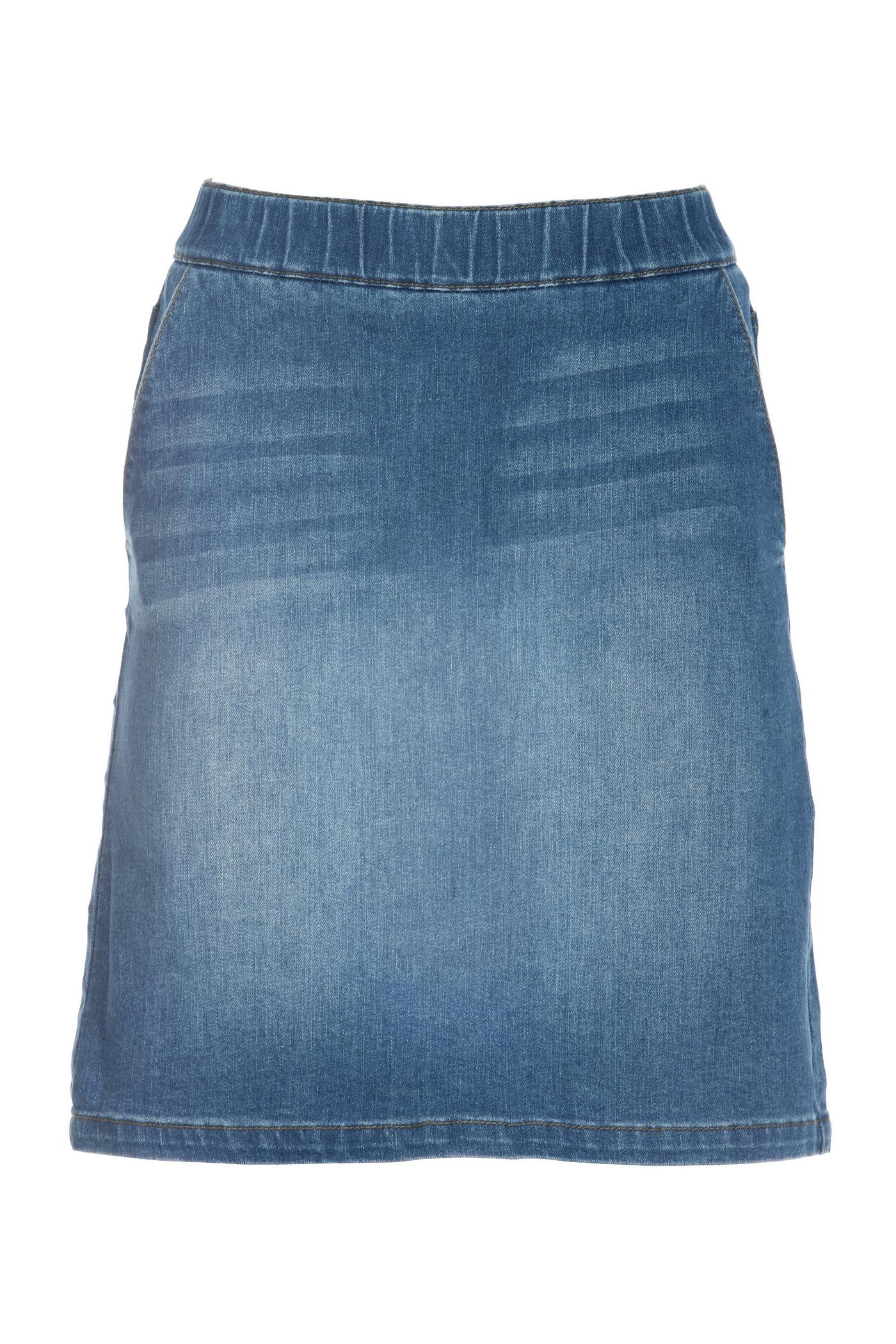 【PORTERNA】Rail washing short skirt Pull On Denim Skort - Medium Wash | Boston Proper