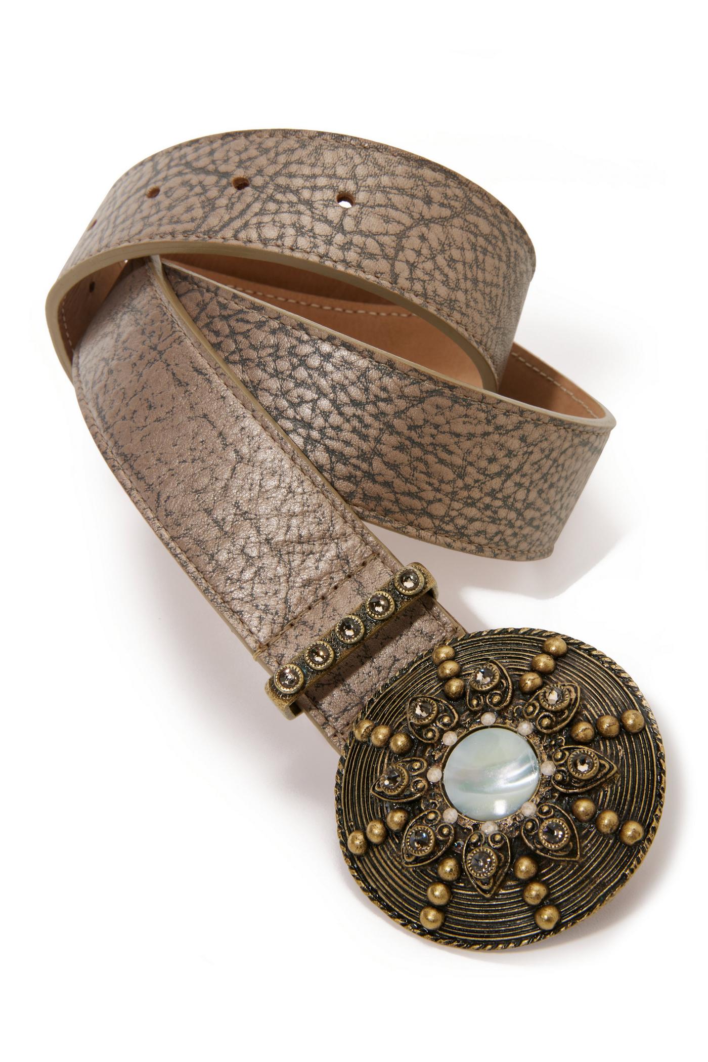 Pearl Detail Buckle Belt - Stone Multicolor | Boston Proper display picture 1
