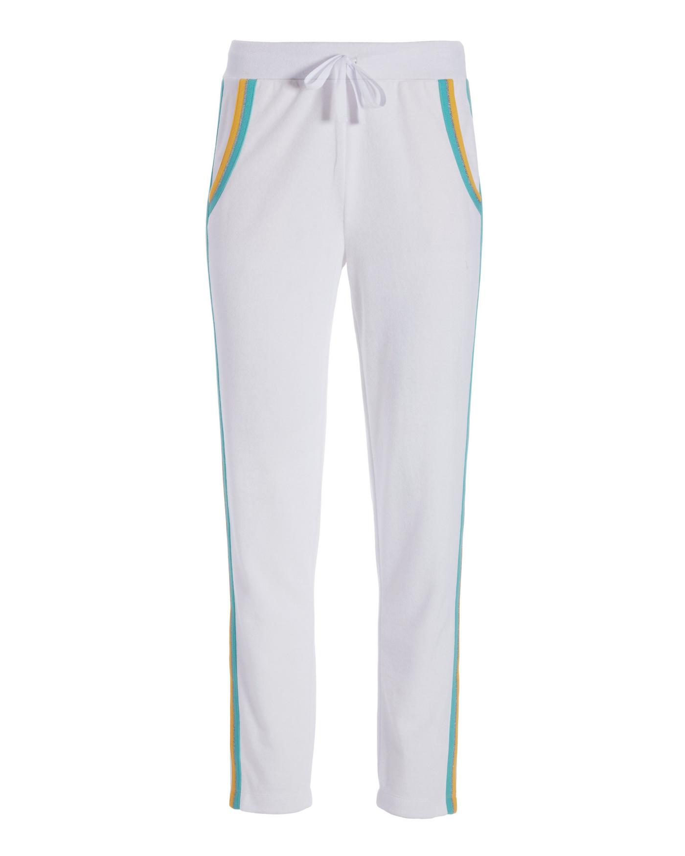 Racer Stripe Loop Terry Cropped Pant - White/Blue Multi