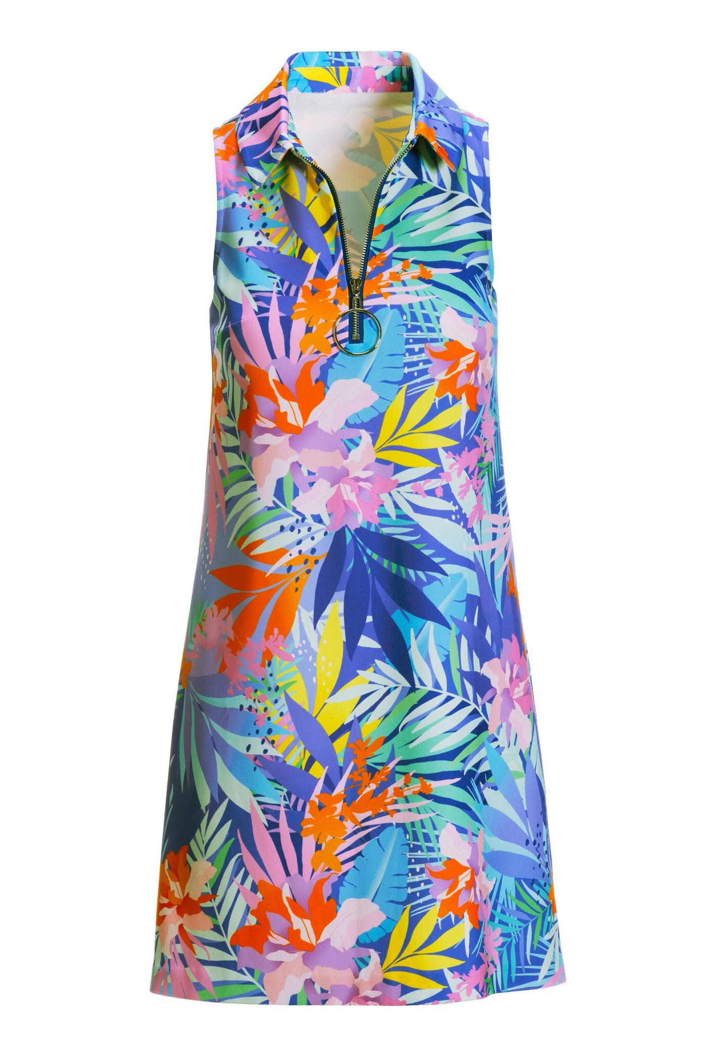Lush Escape Collared Zip Dress - Multicolor | Boston Proper