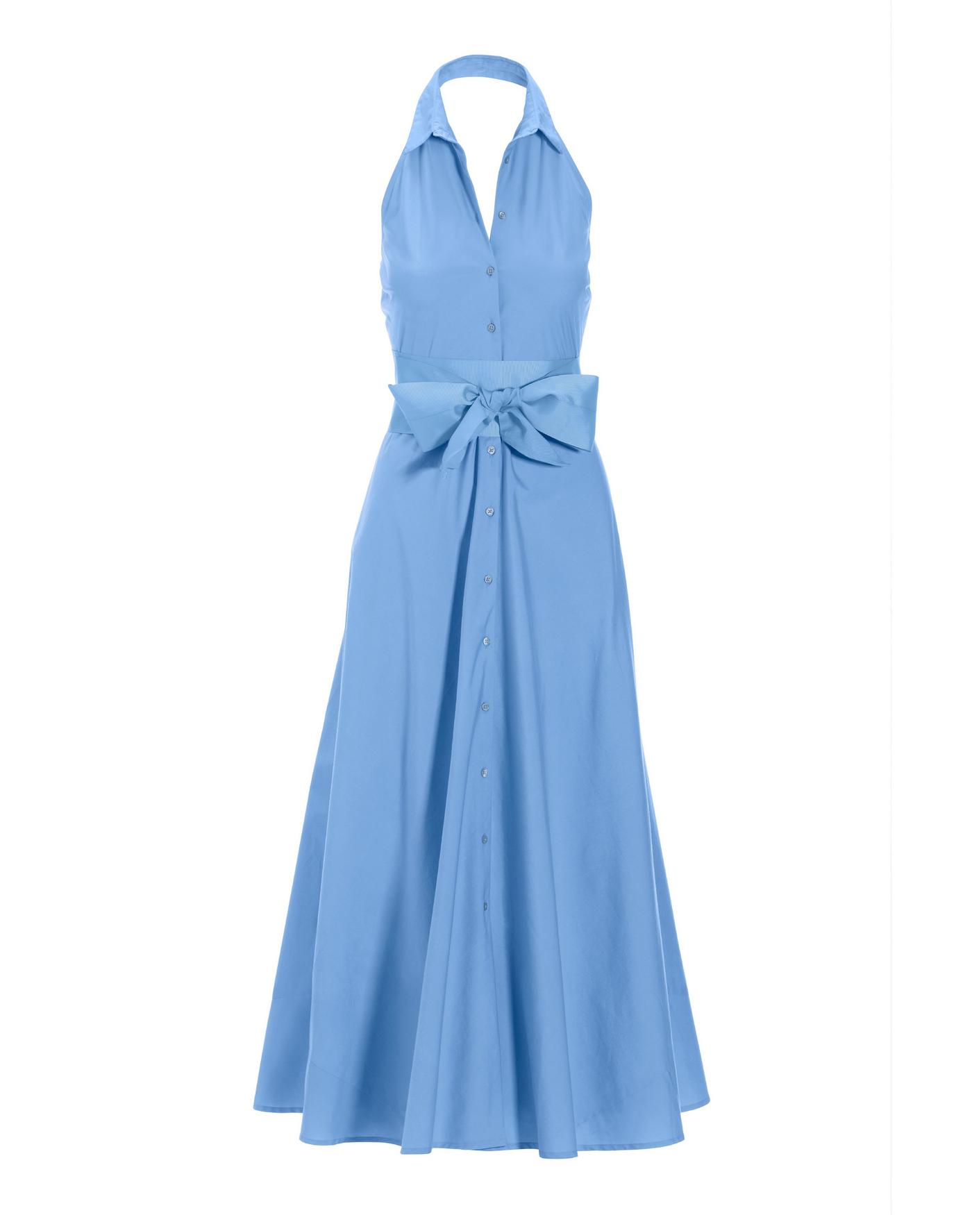 blue poplin shirt dress Women's Poplin Short Sleeve Ruffle Shirt Dress in True Blue, Size XL, Organic Cotton by Quince