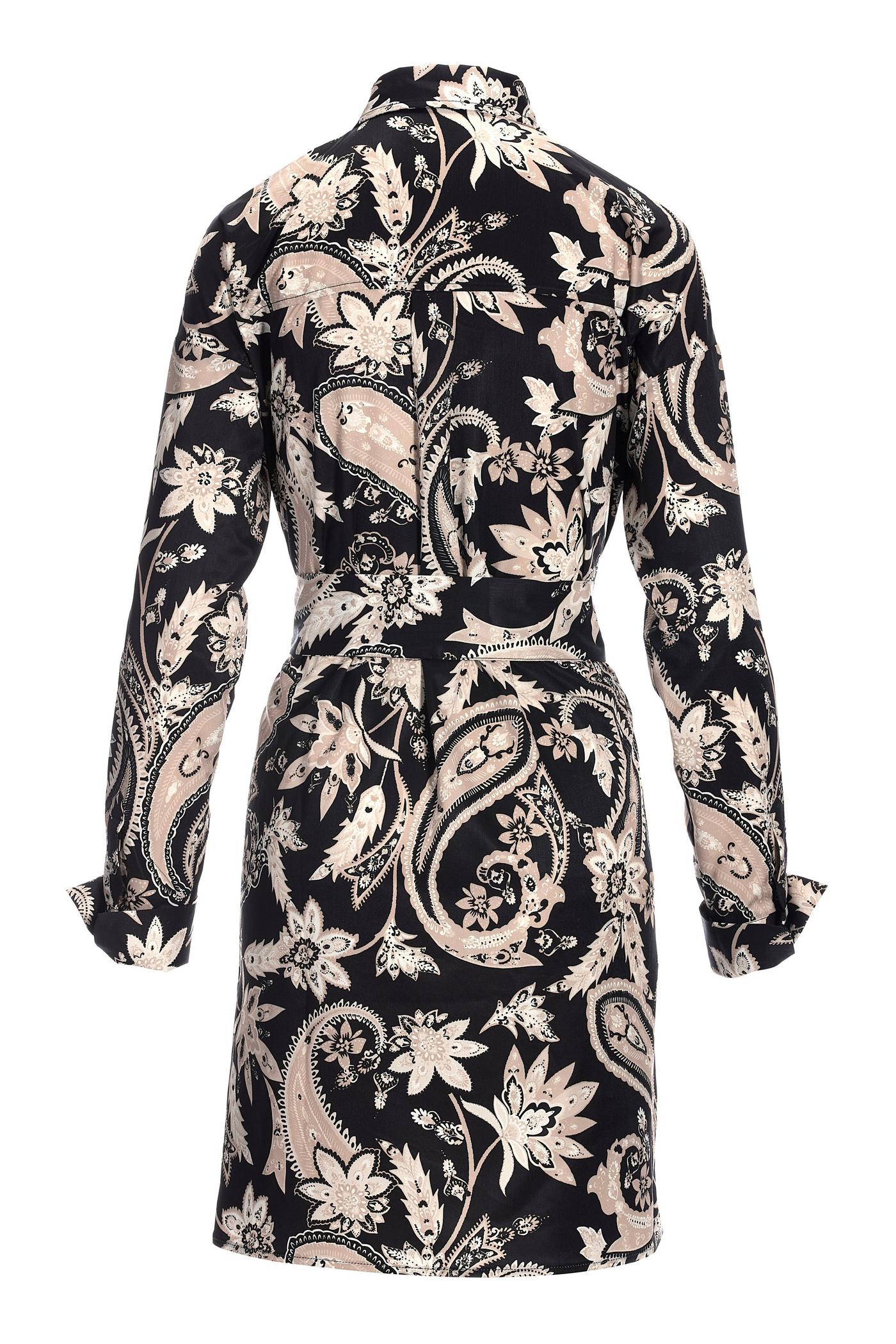 black white paisley dress Miami Style Midi with Flounce And Black Ribbons Black White Paisley –  Dizzy-Lizzie main image 1