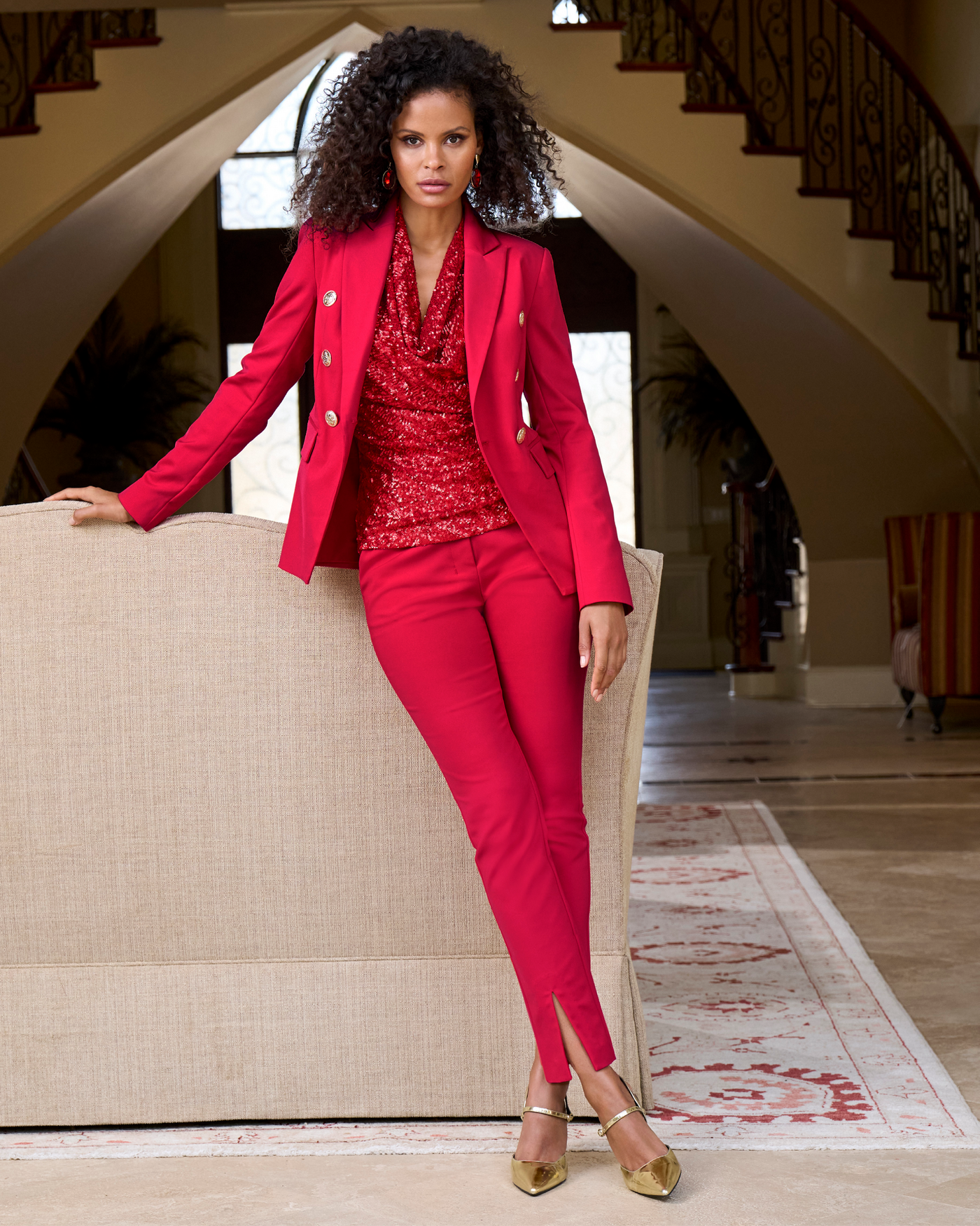 Modern Double-Breasted Blazer Racing Red Boston Proper