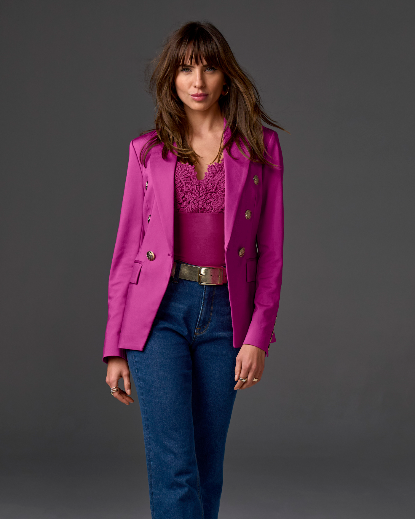 Modern Double-Breasted Blazer Festival Fuchsia | Boston Proper