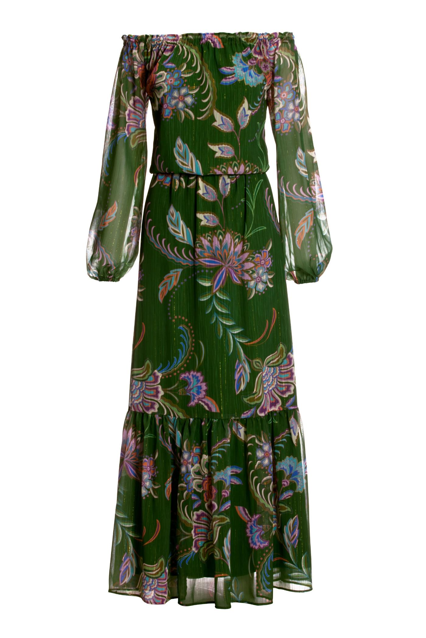 green floral print bridesmaid dresses Steph Satin Floral Print Dress