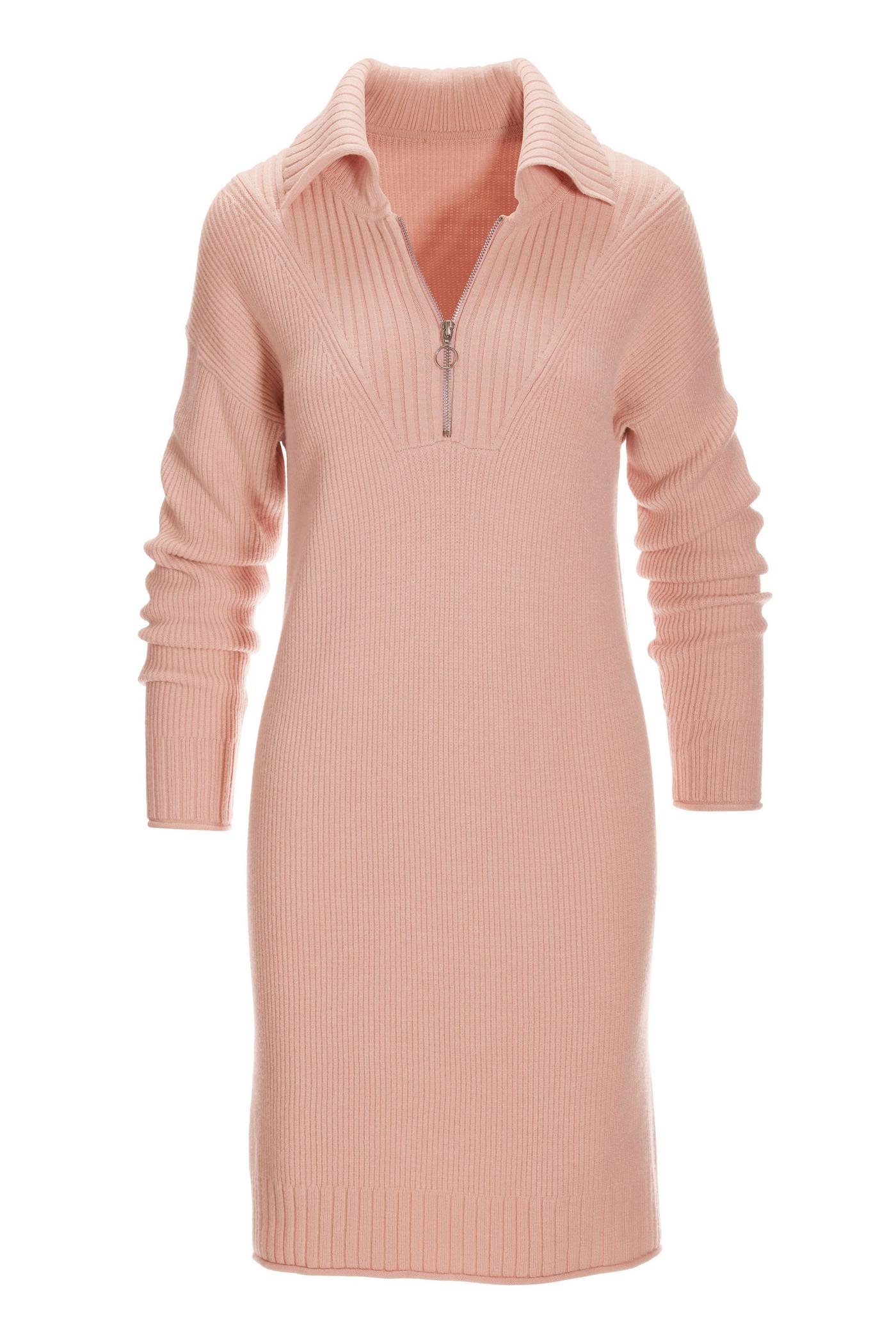 Half Zip Sweater Dress Pale Pink Boston Proper