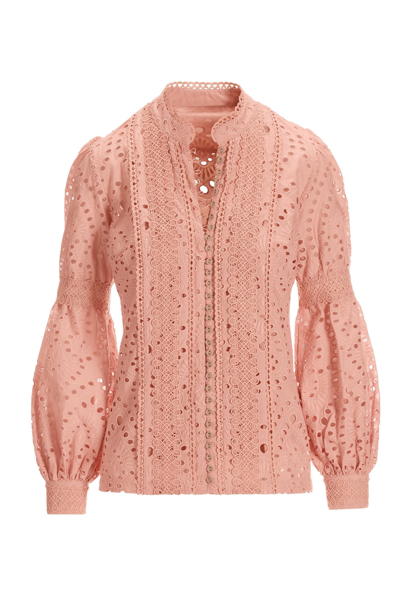 Lace Inset Eyelet Shirt - Dusty Rose | Boston Proper