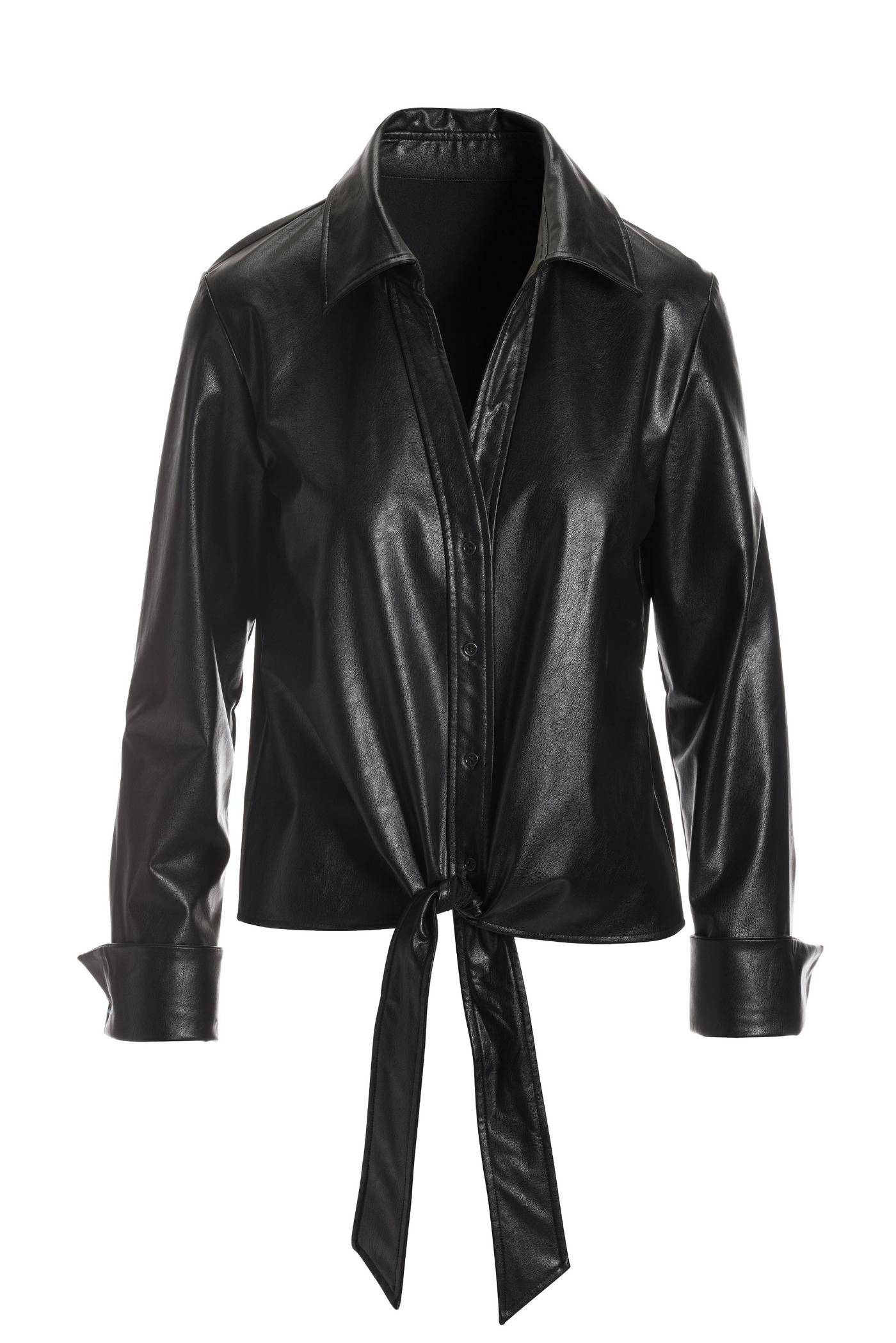 Leather tie front top deals