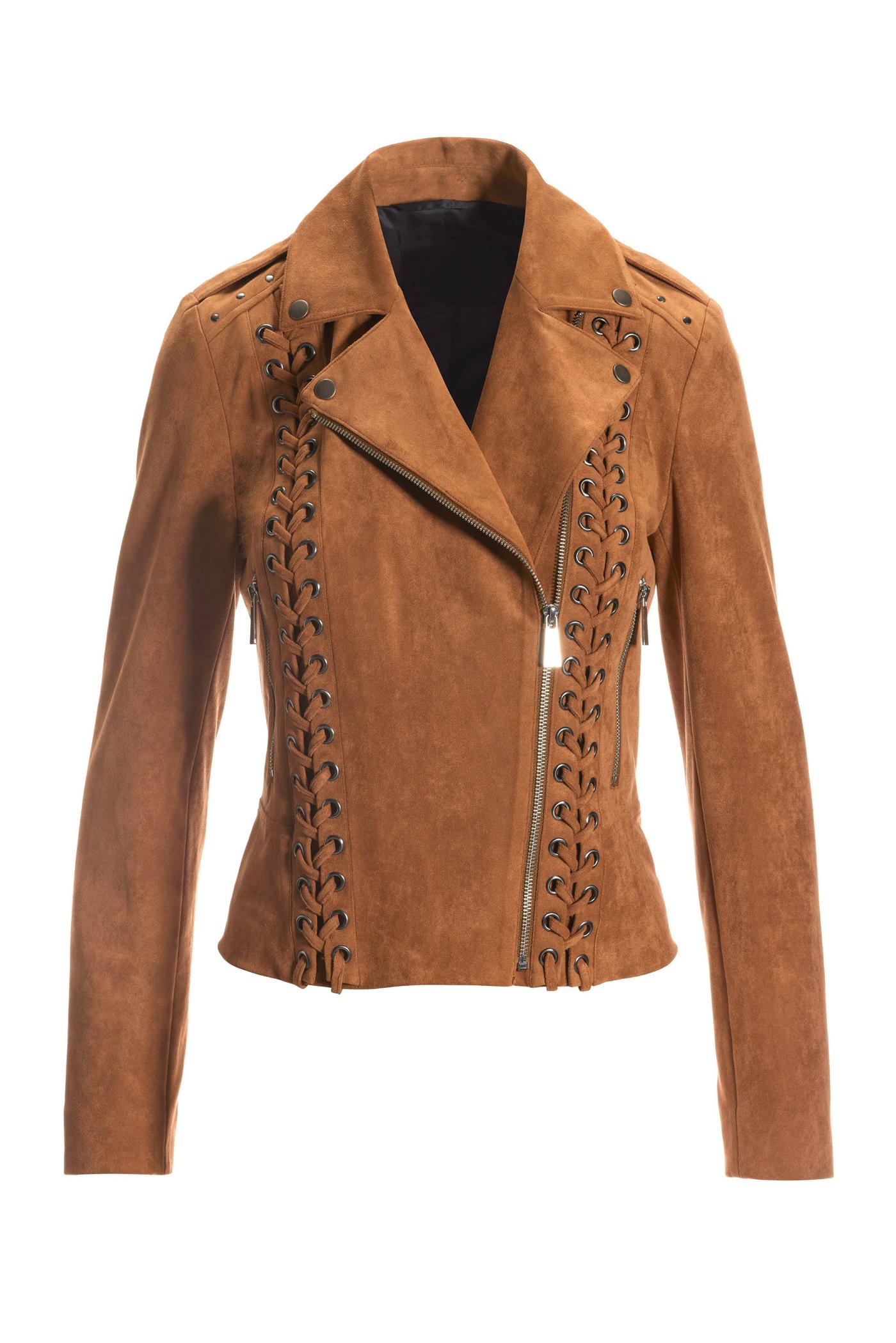 Bagatelle suede moto jacket best sale