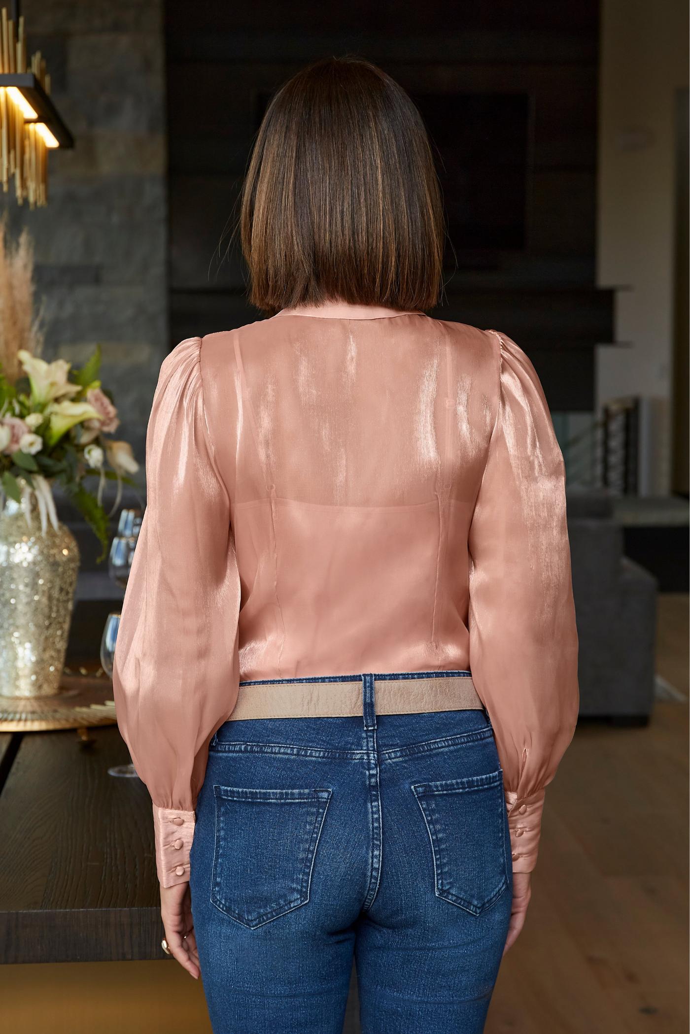 Organza Victoria Chic Drama Sleeve Shirt - Blush | Boston Proper
