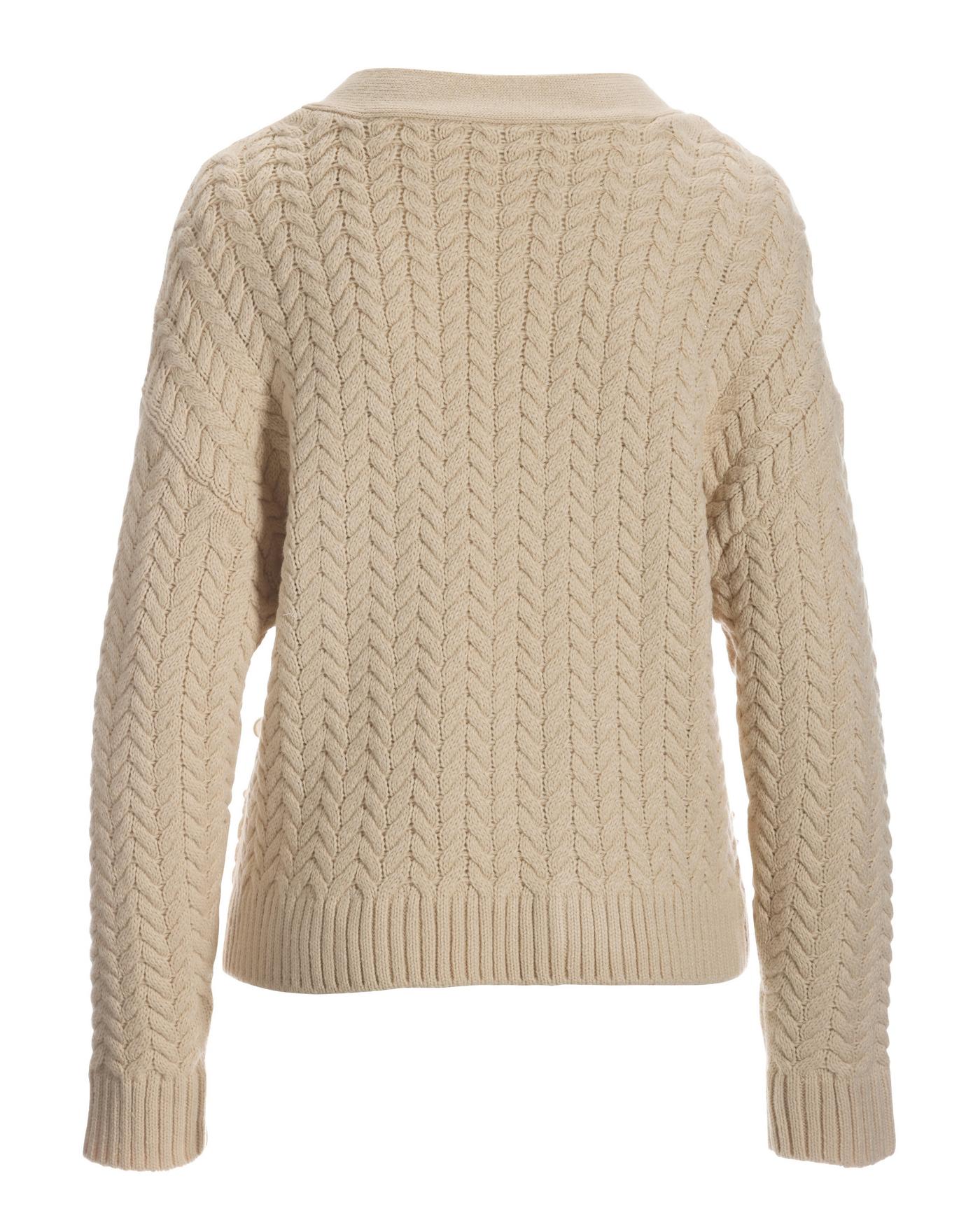 Pearl Embellished Cable Cardigan - Tan | Boston Proper
