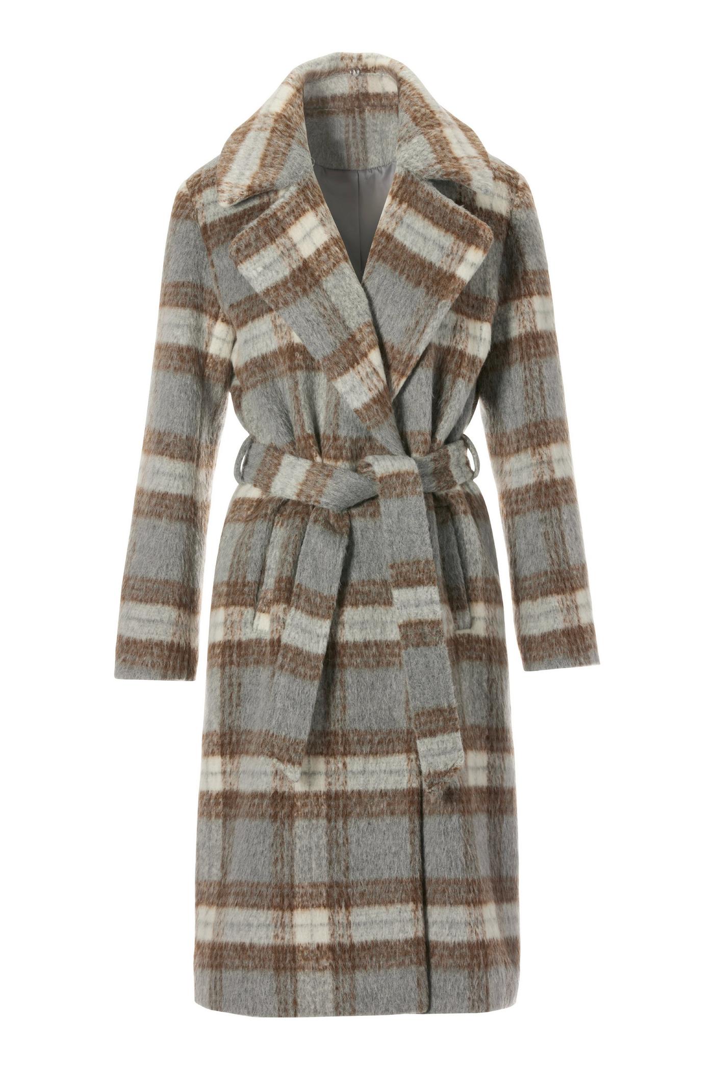 Faux Fur Trim Plaid Coat Gray - Multicolor | Boston Proper