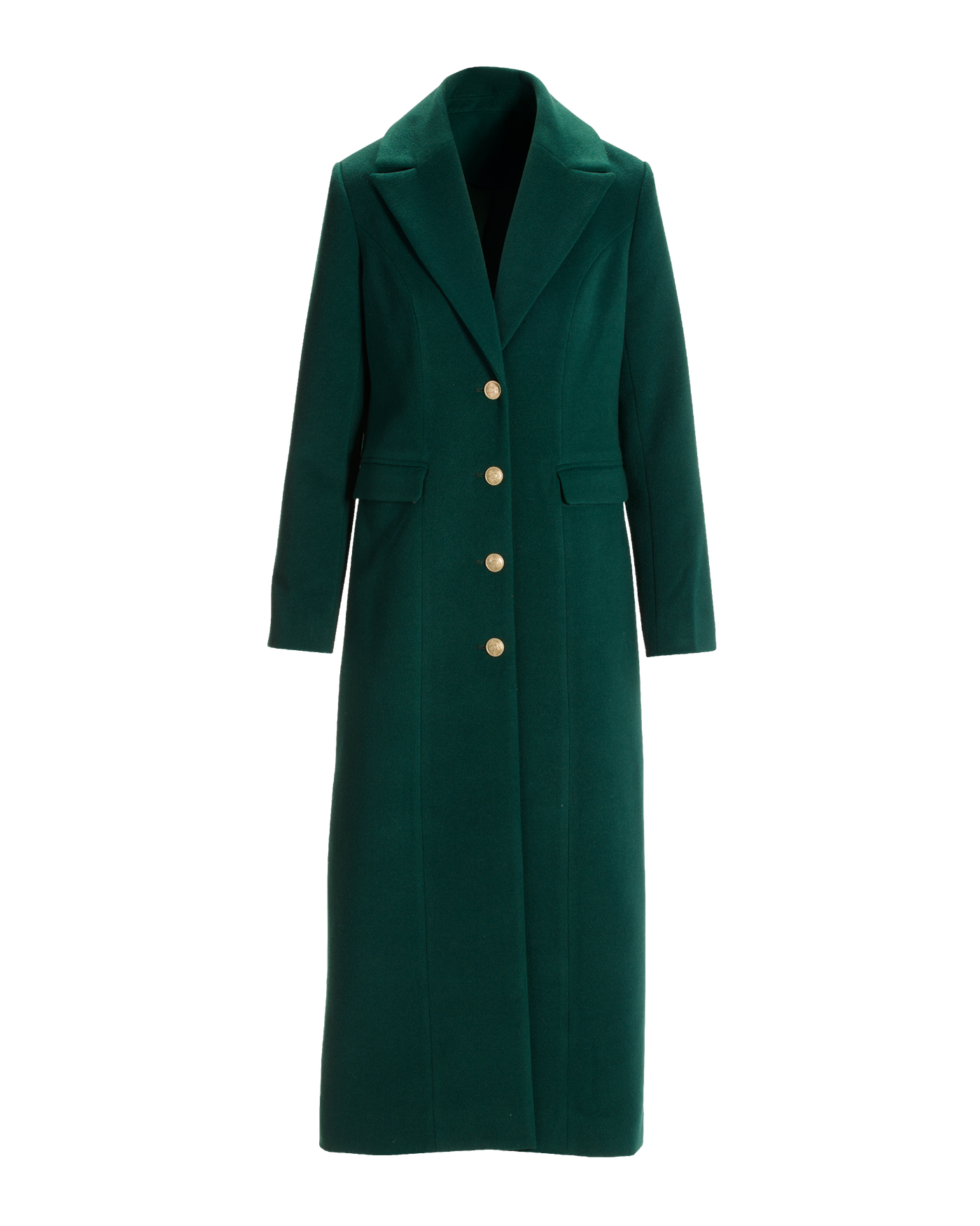 Full Length Classic Tailored Coat Deep Emerald