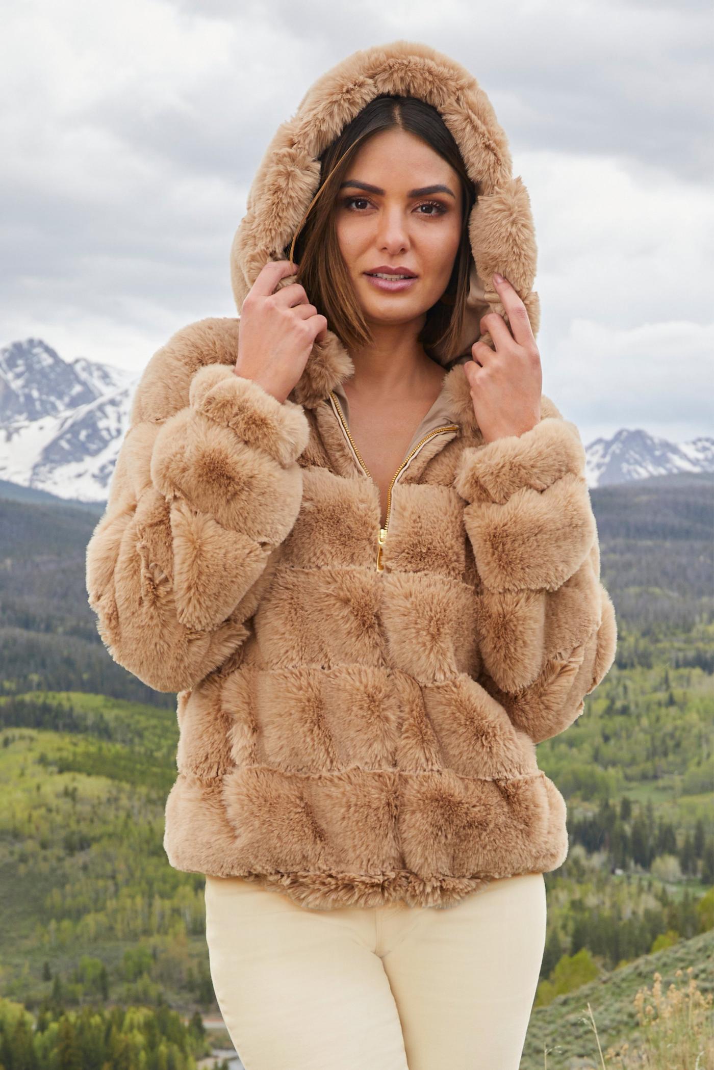 Quilted faux fur hood jacket on sale