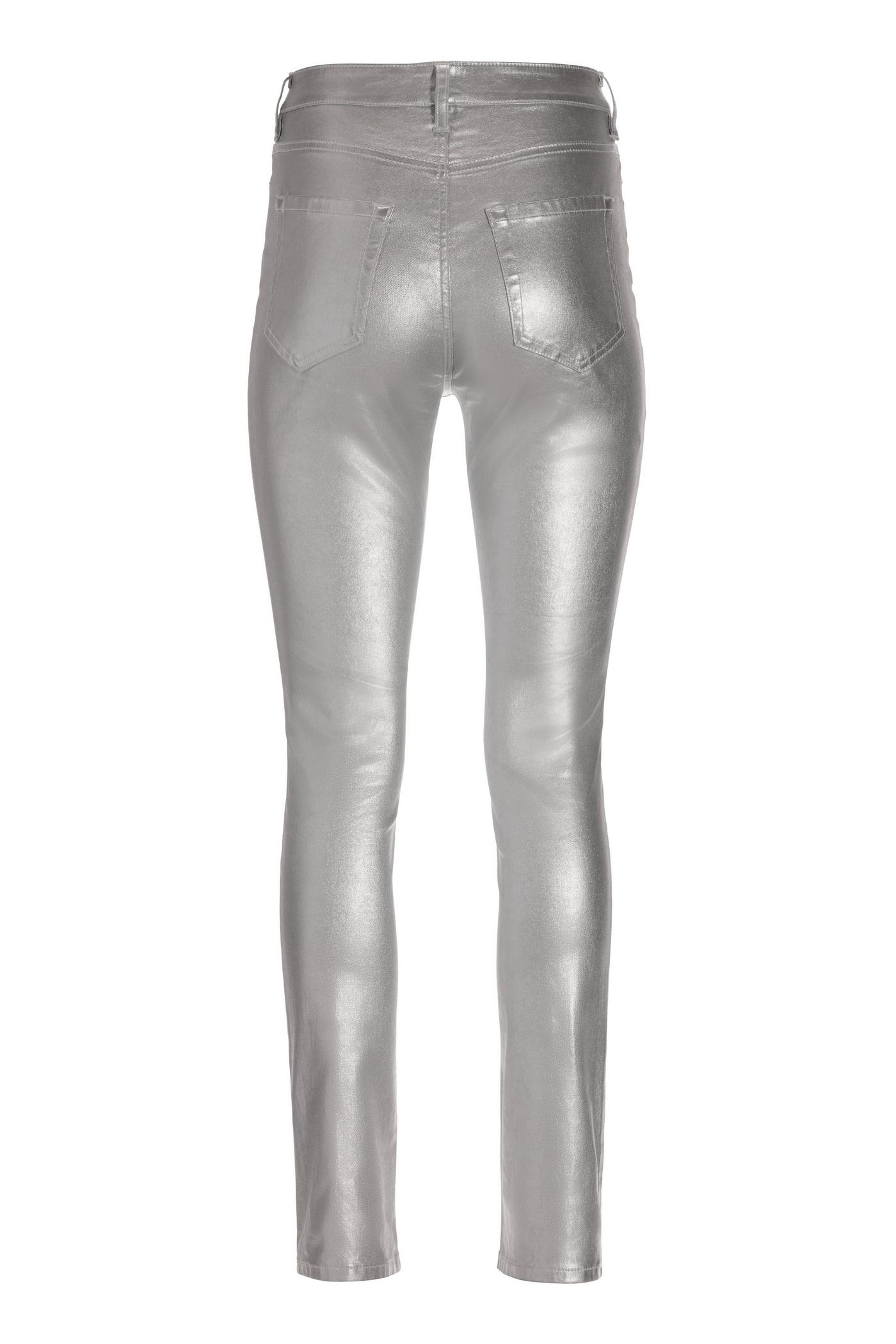 Metallic Coated Slim Straight Jean - Silver Metallic | Boston Proper