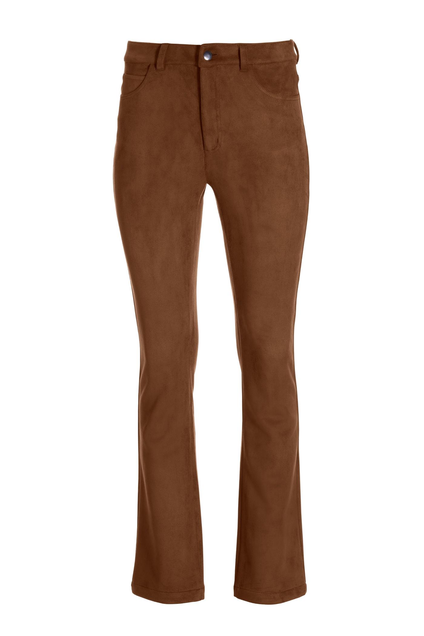 Faux Suede Five Pocket Mini Bootcut Pant - Brown | Boston Proper