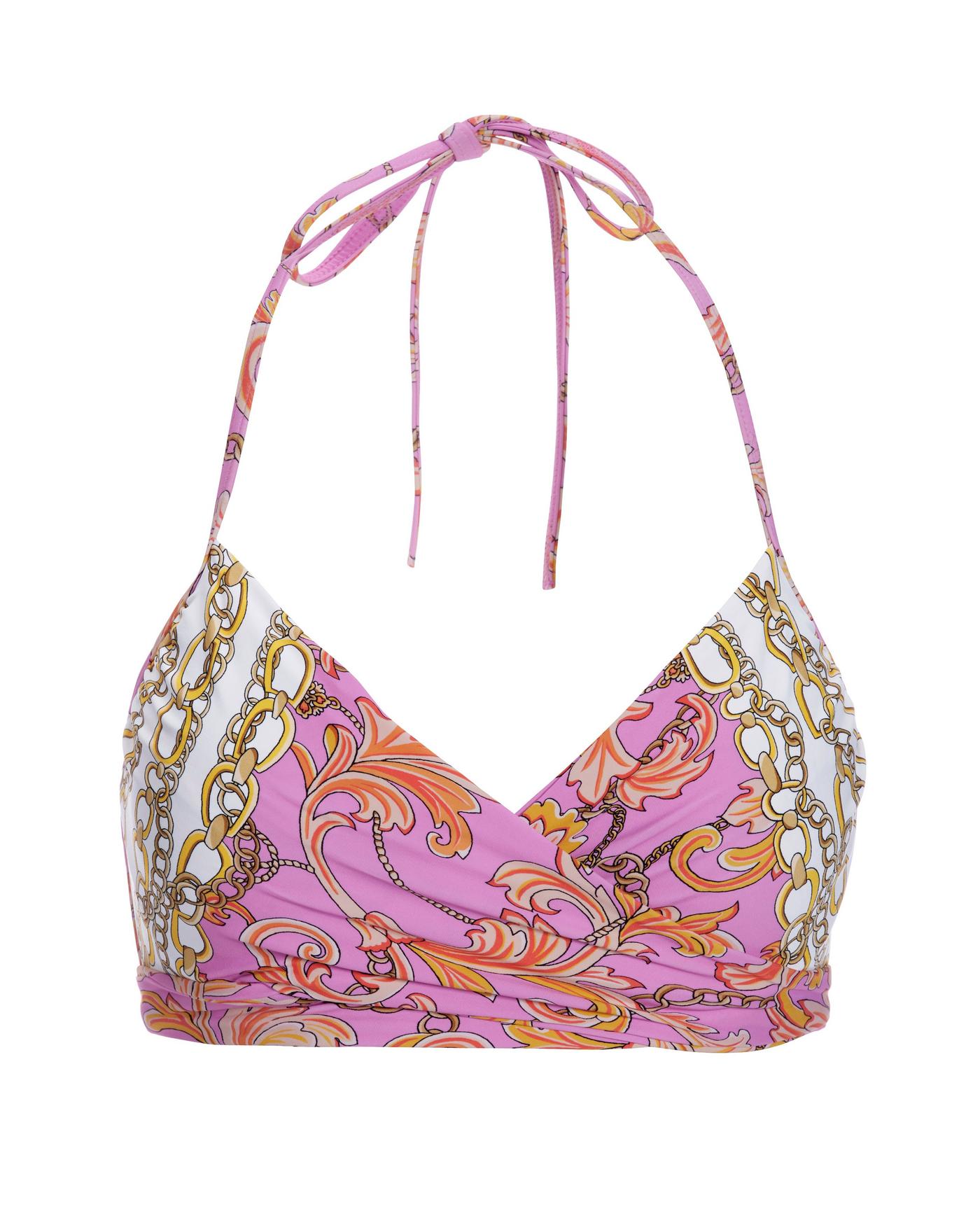Swim Sense Filigree Status Print Underwire Wrap Bikini Top