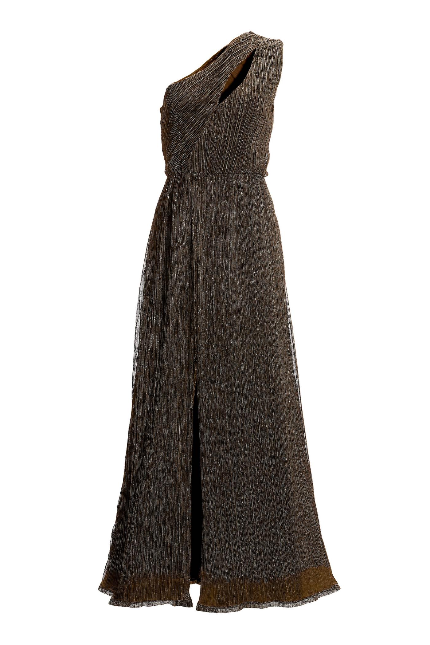 Shimmer Metallic One Shoulder Gown - Black | Boston Proper