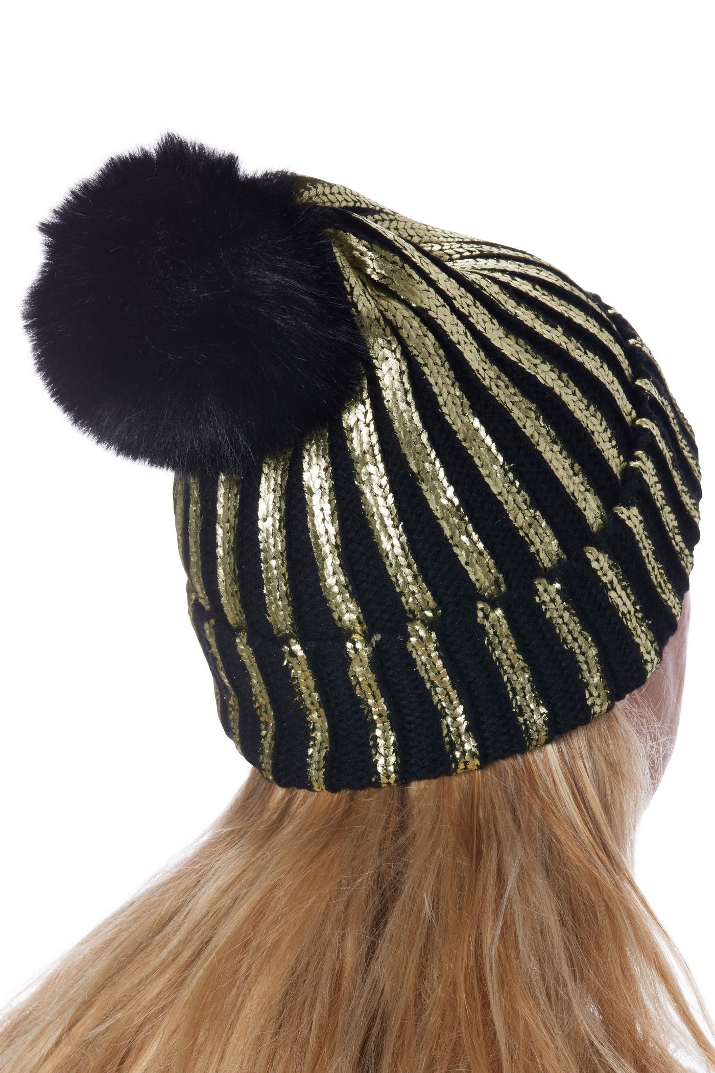 Black And Gold Metallic Beanie - Black/Gold | Boston Proper