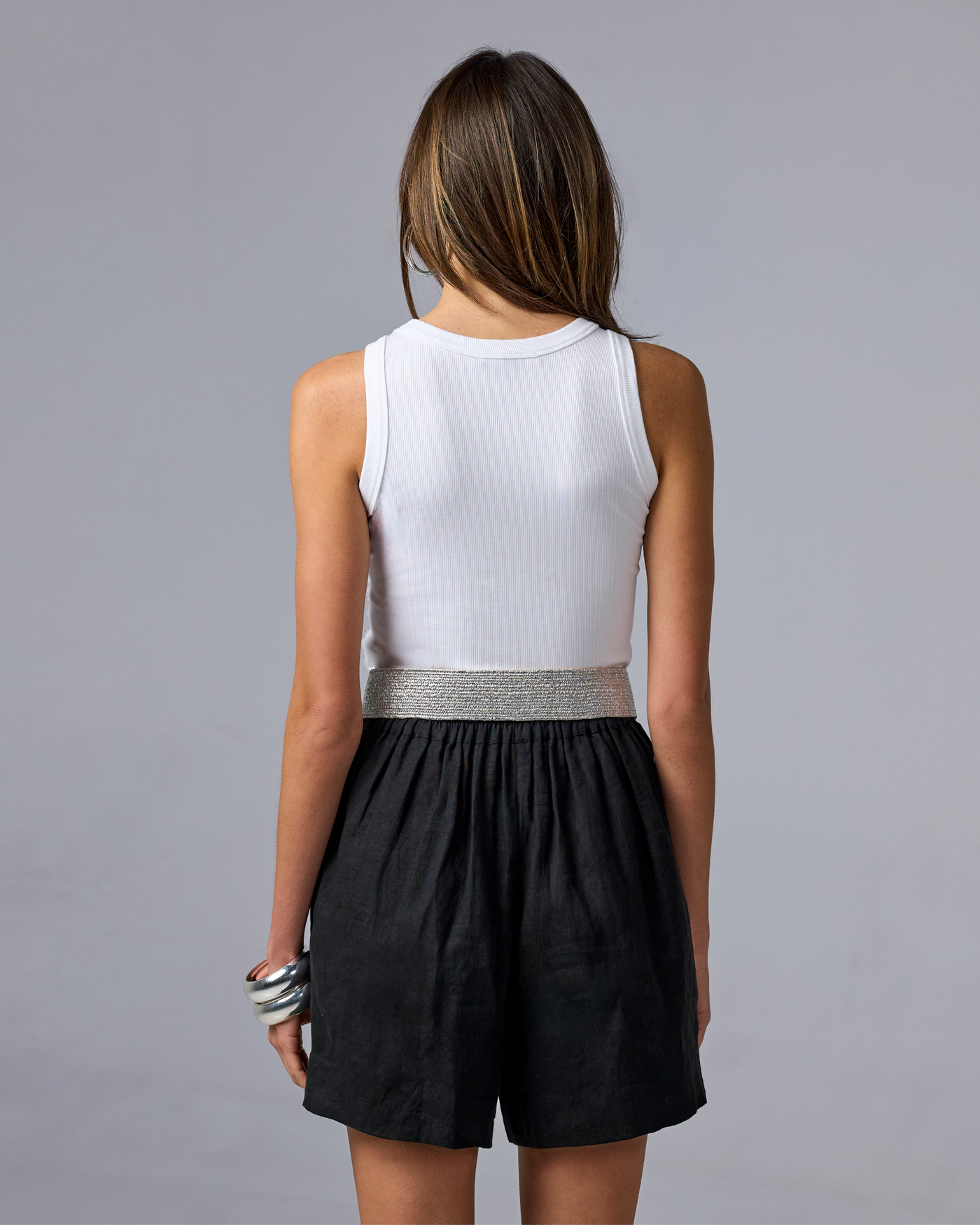 Effortless Pull-On Linen Short Black