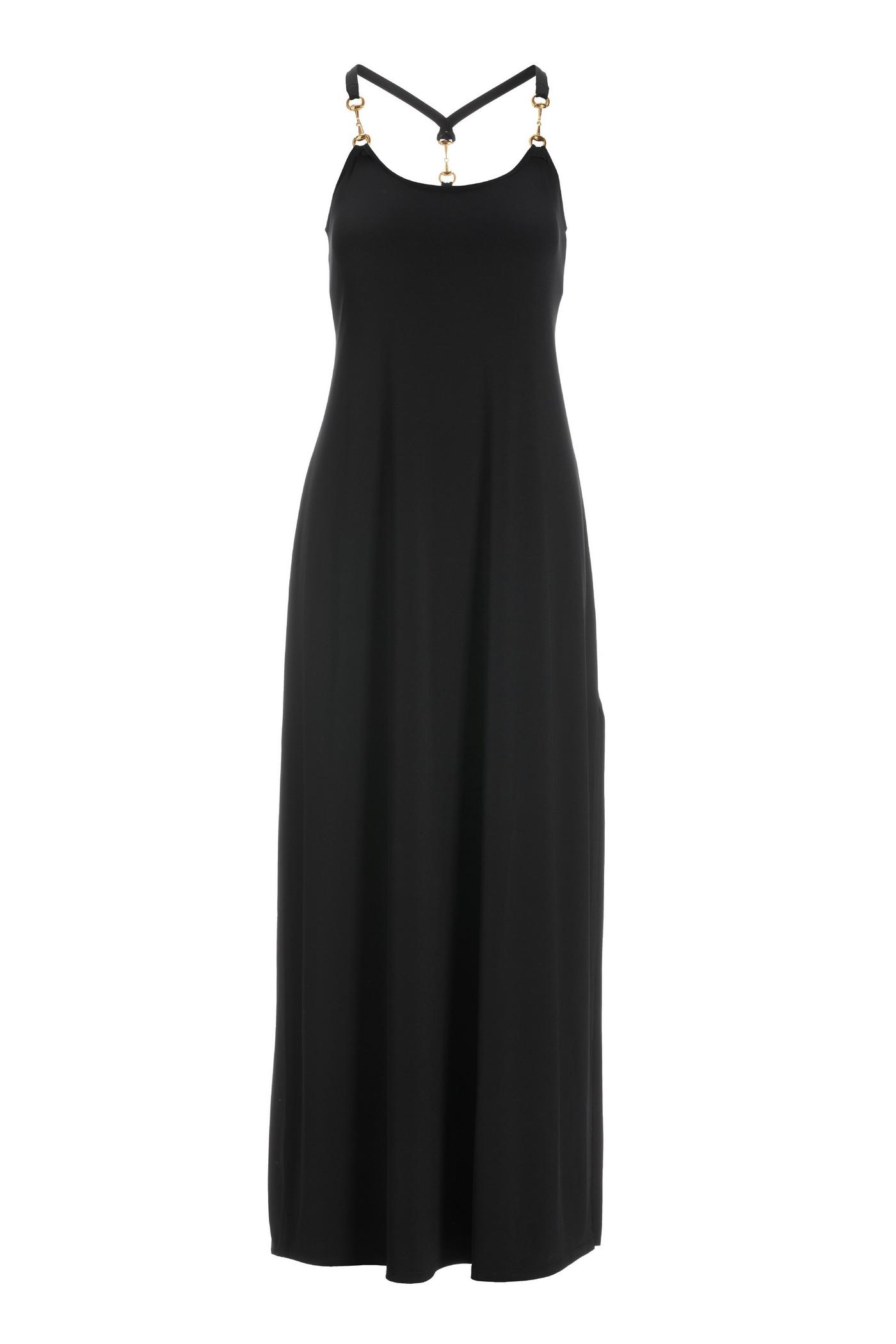 green emerald velvet dress Quincy Halter Maxi Dress with Hardware / Black | Meshki main image 0
