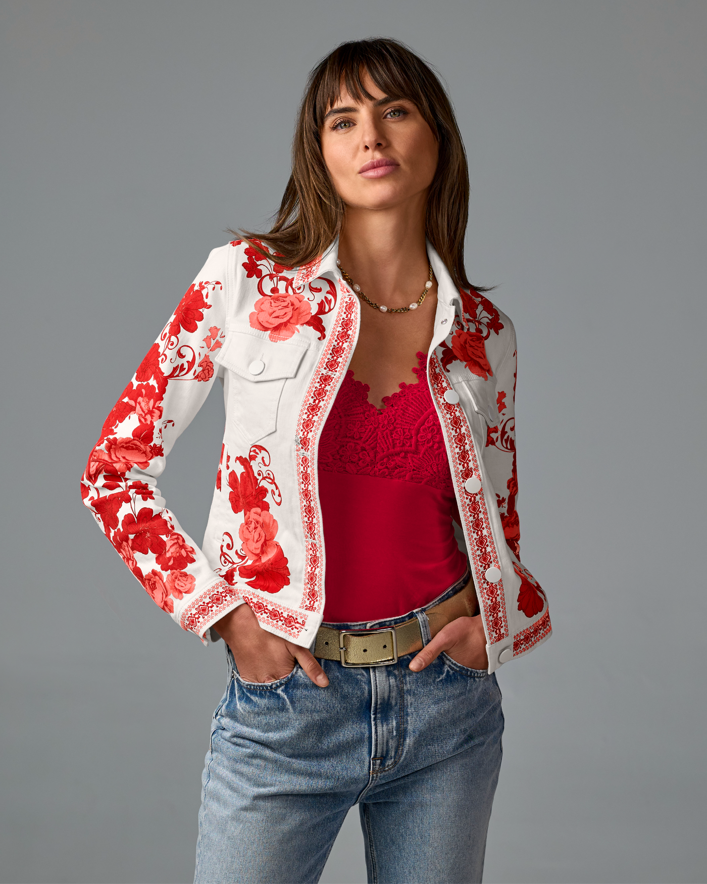 Lace Trim Cami Knit Top True Red | Boston Proper