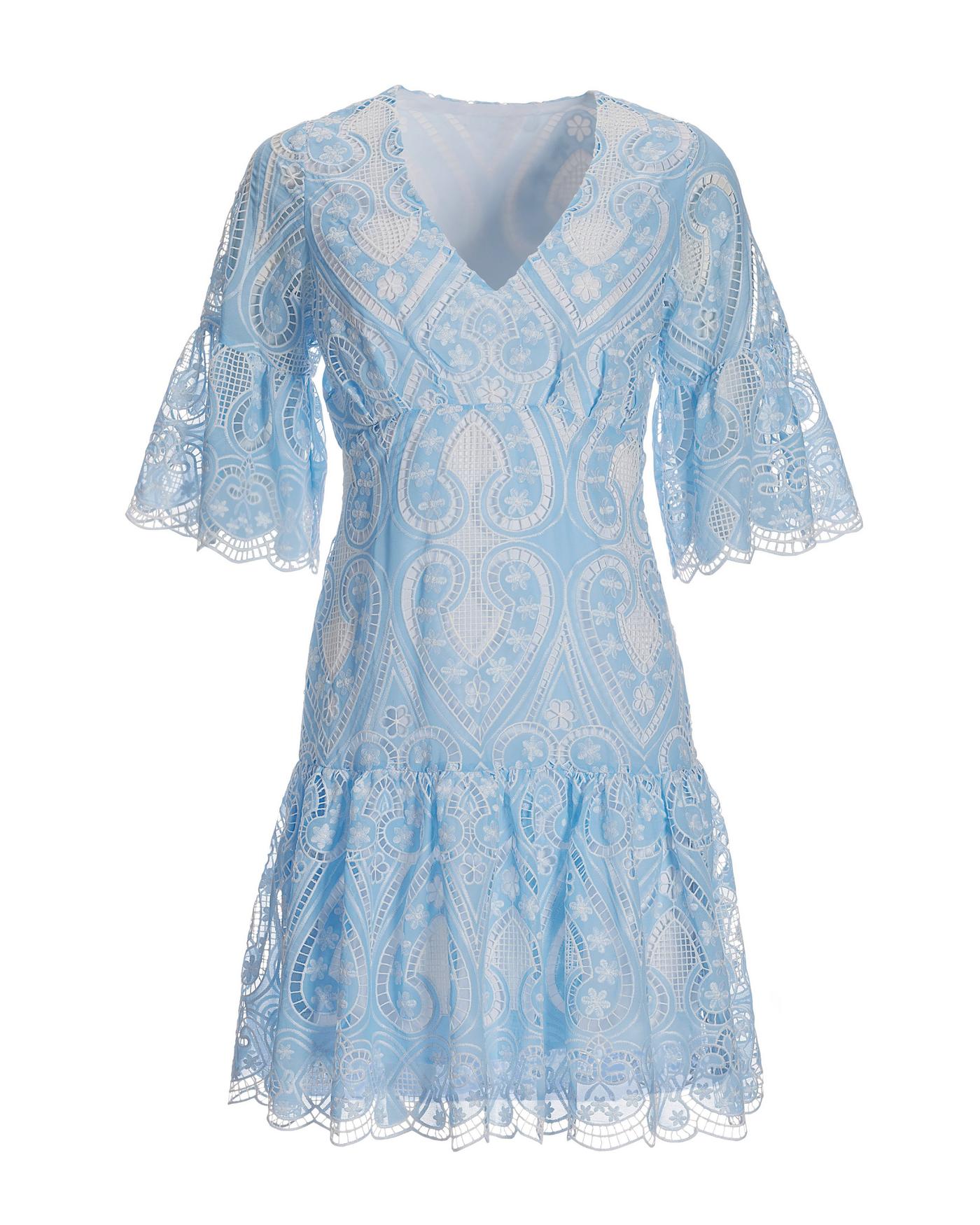 chinese dress ladies Flounce Lace Mini Dress – bebe main image 1