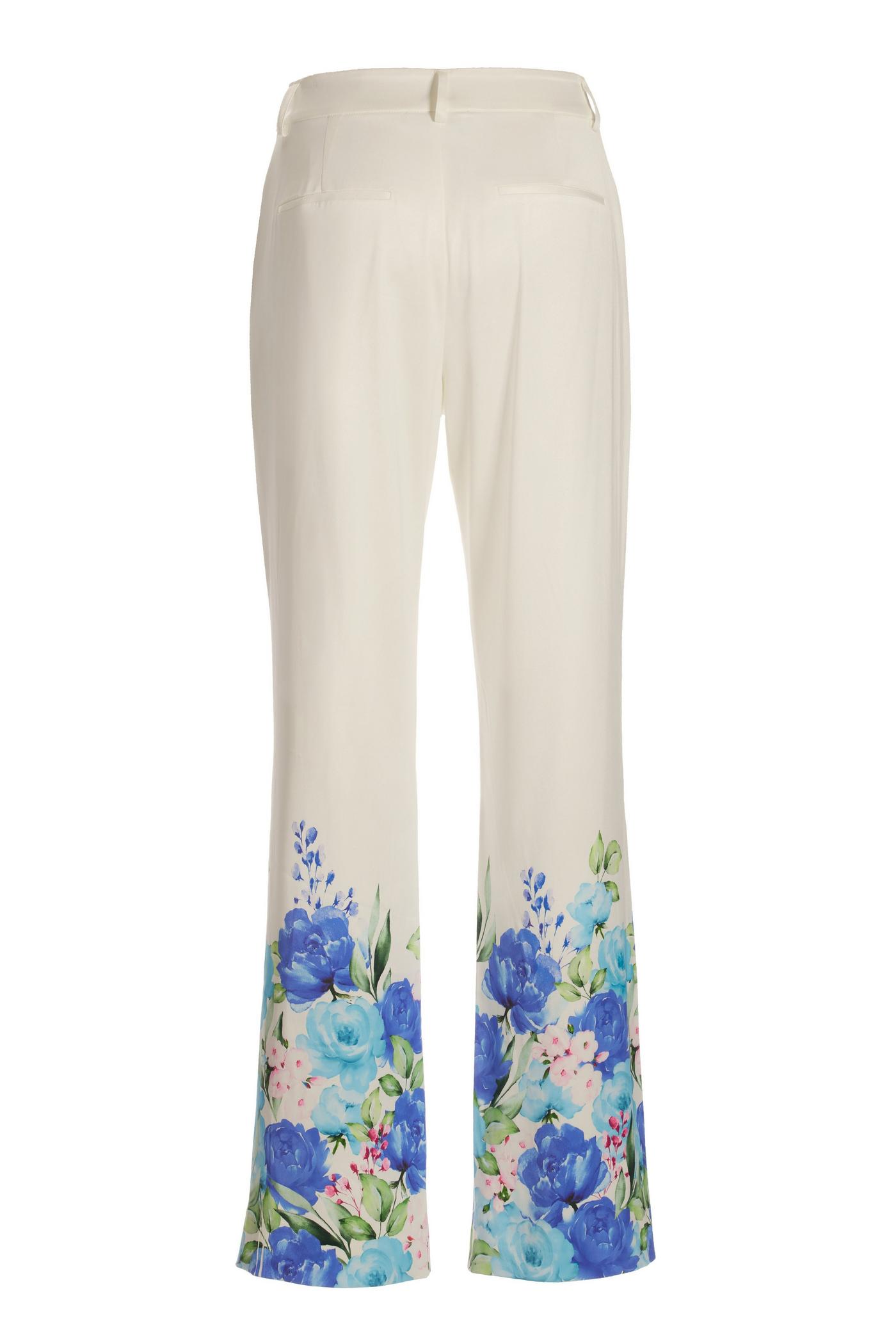 Garden Fete Floral Print Trouser - White/Blue Multicolor