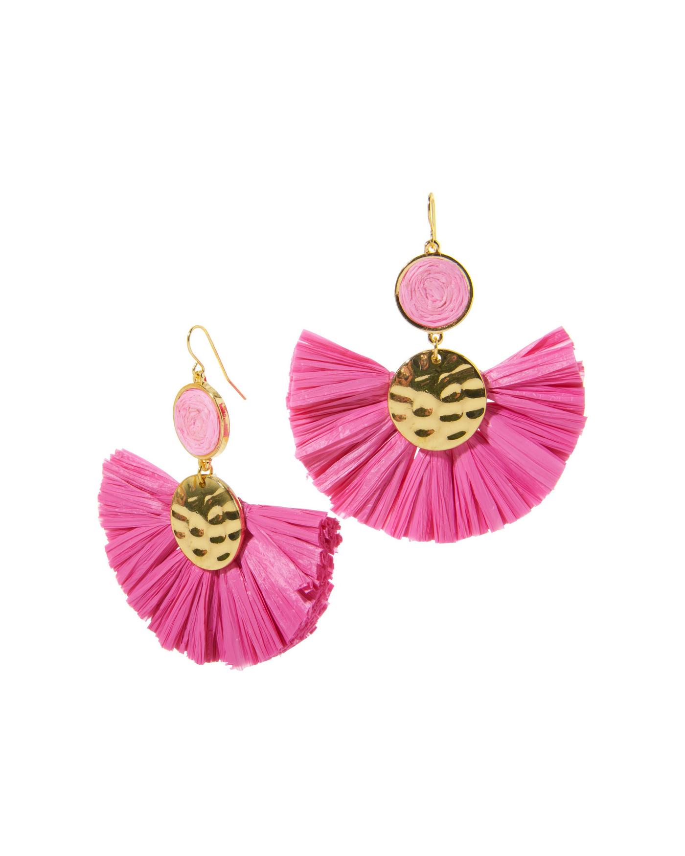 Raffia Statement Earrings Pink Boston Proper